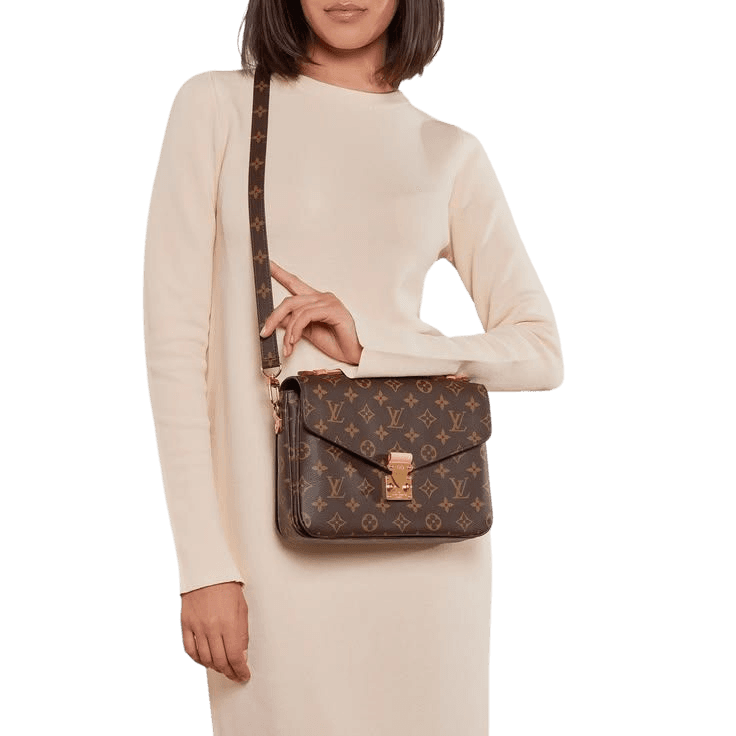 Model wearing a Louis Vuitton Monogram Pochette Métis crossbody