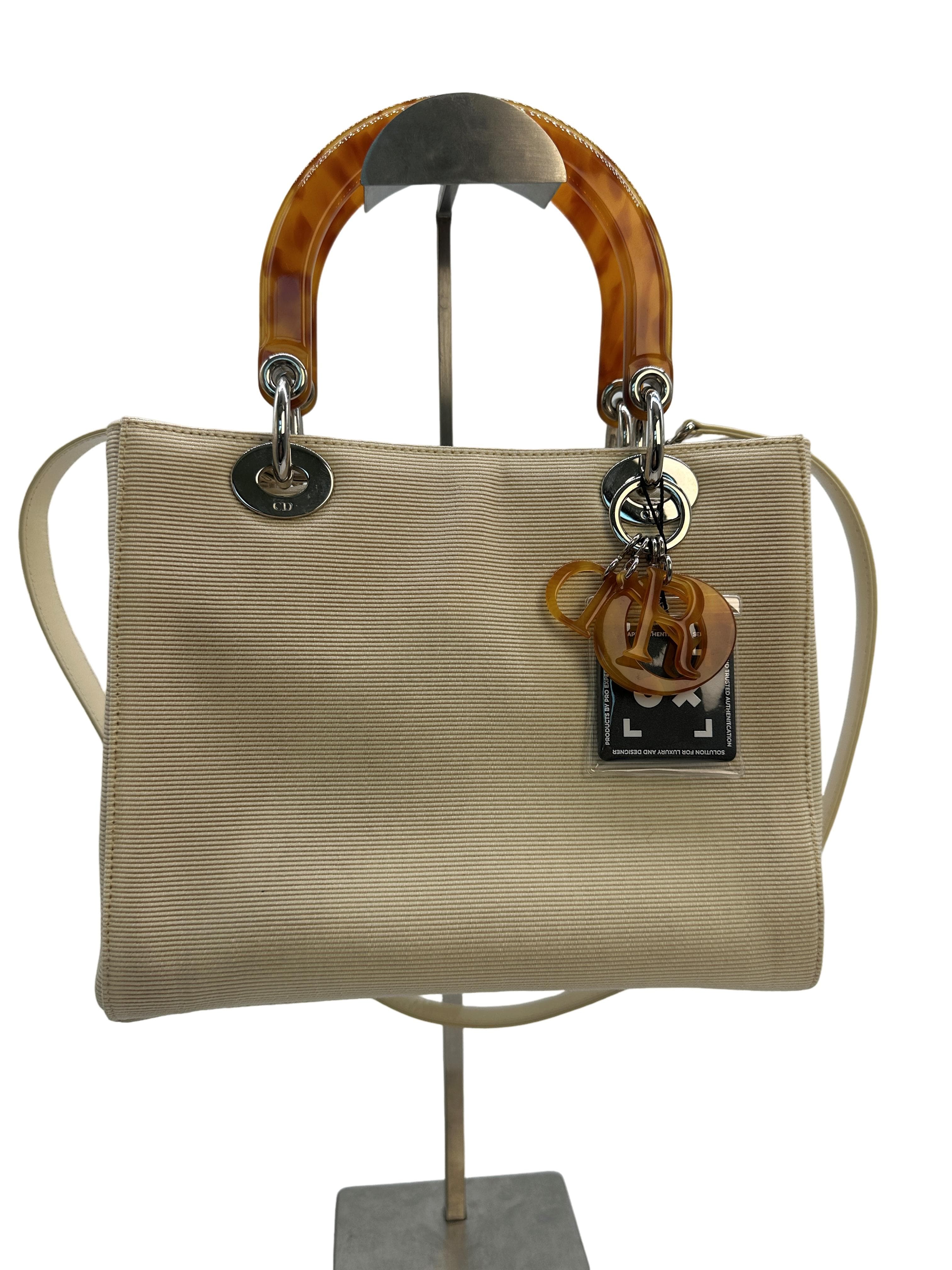 Christian Dior Lady Dior tote bag beige cross-grain canvas