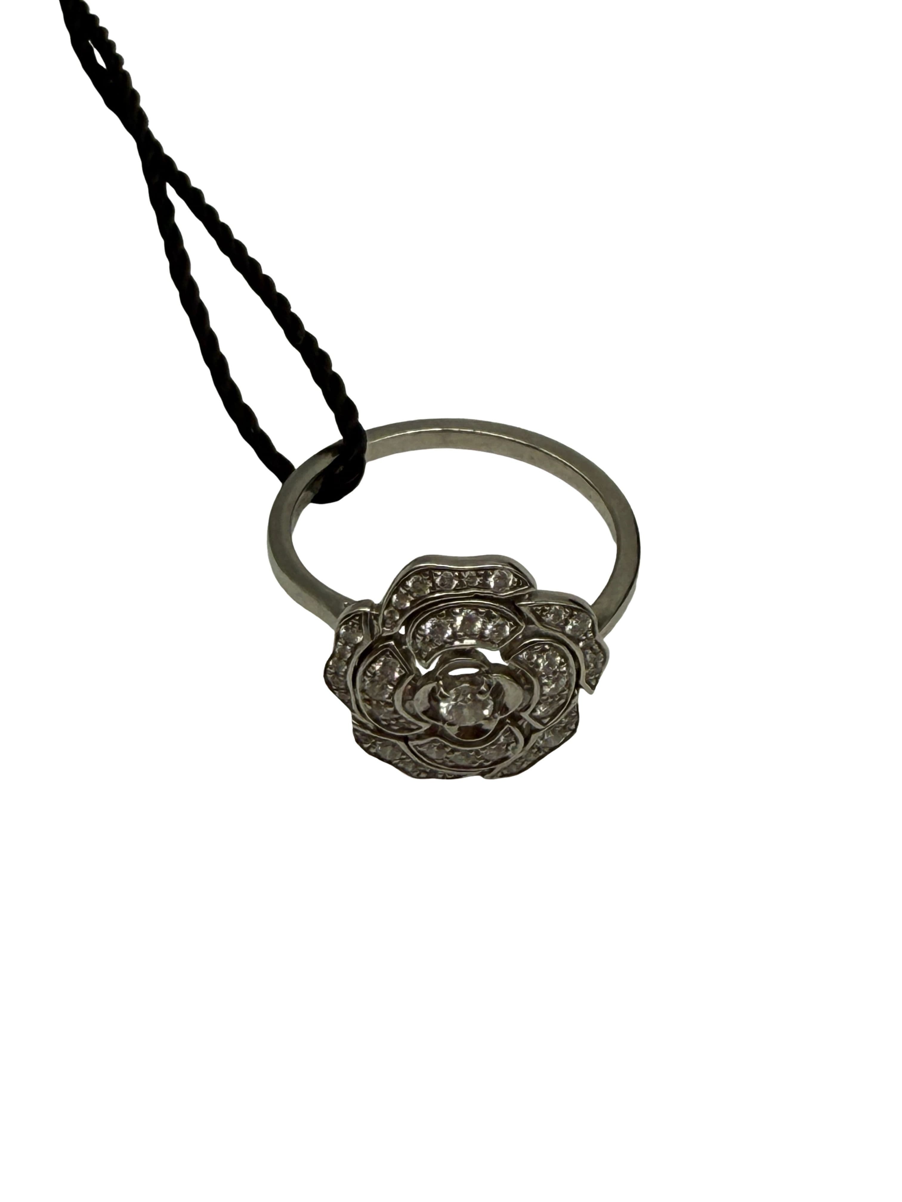 CHANEL 18kt White Gold Ring Bouton De Camélia Diamond