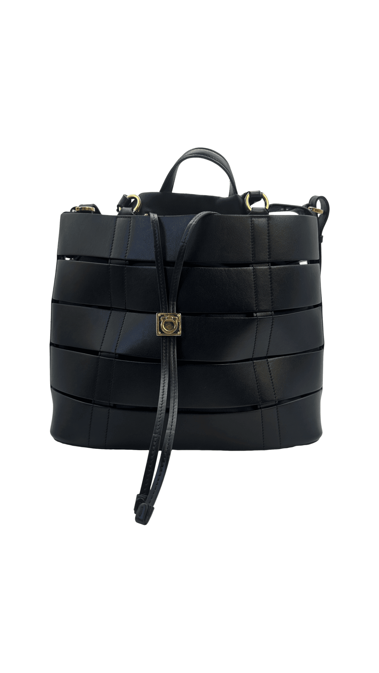 Salvatore Ferragamo Cage Leather Bucket Bag