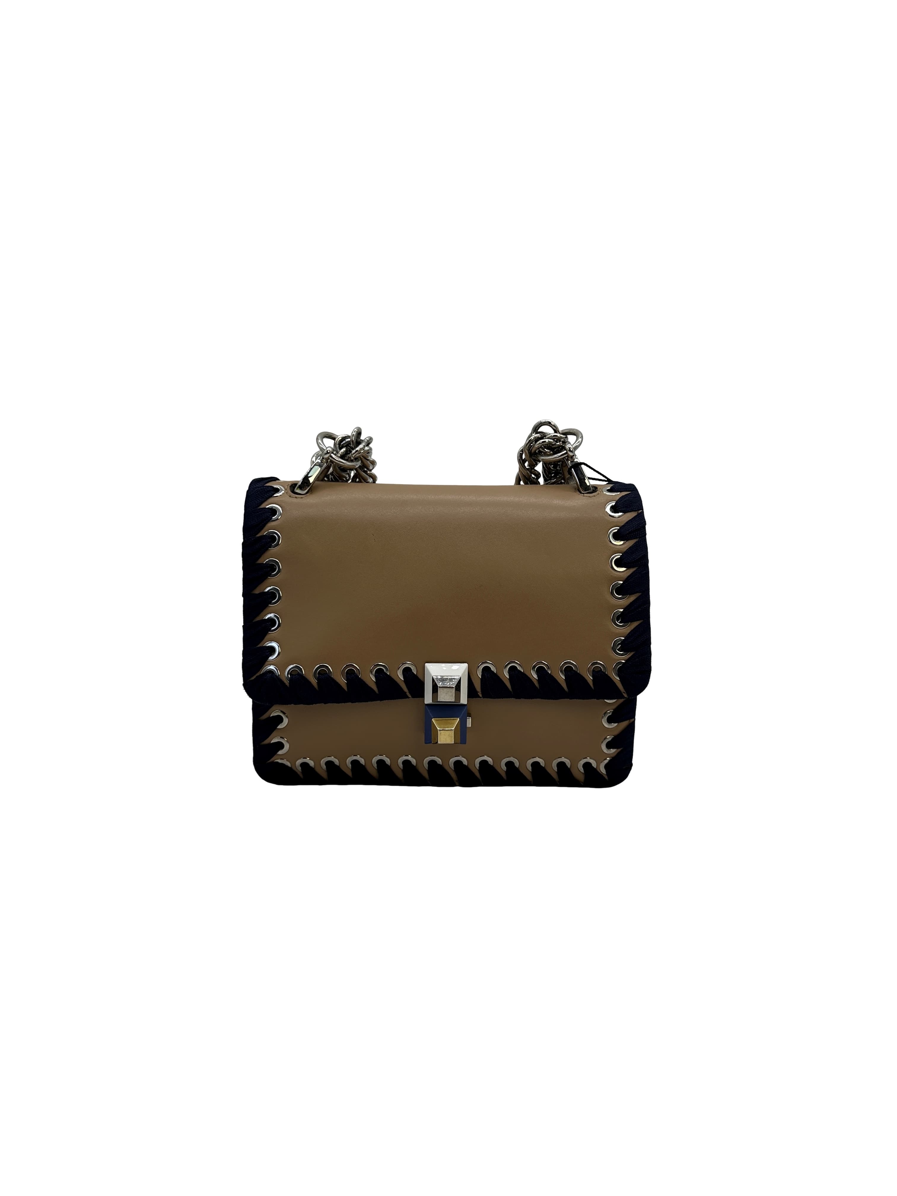Fendi Small Kan I Calfskin Brown Black