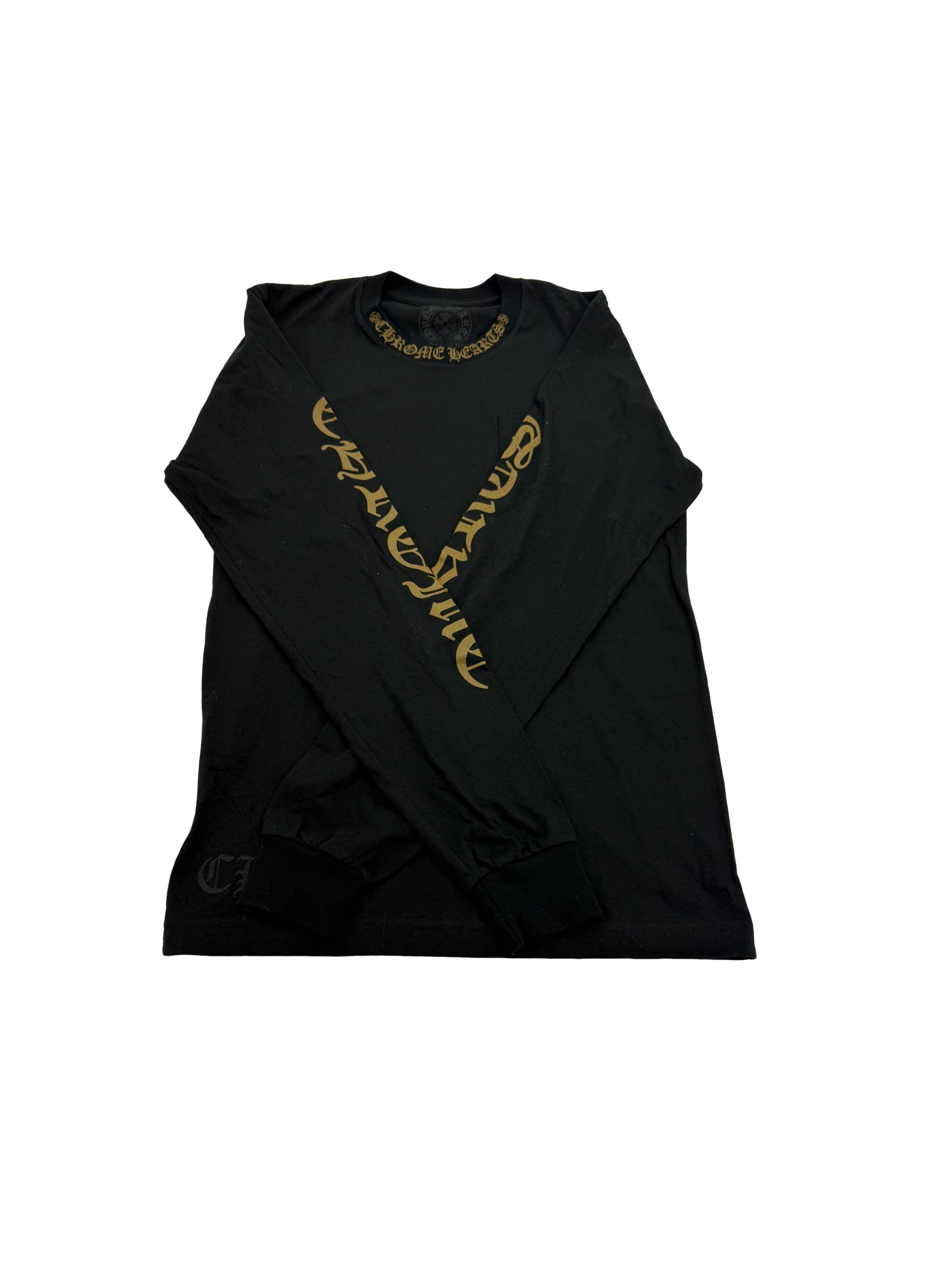 Chrome Hearts long-sleeve tee Gold Logo Print Size S