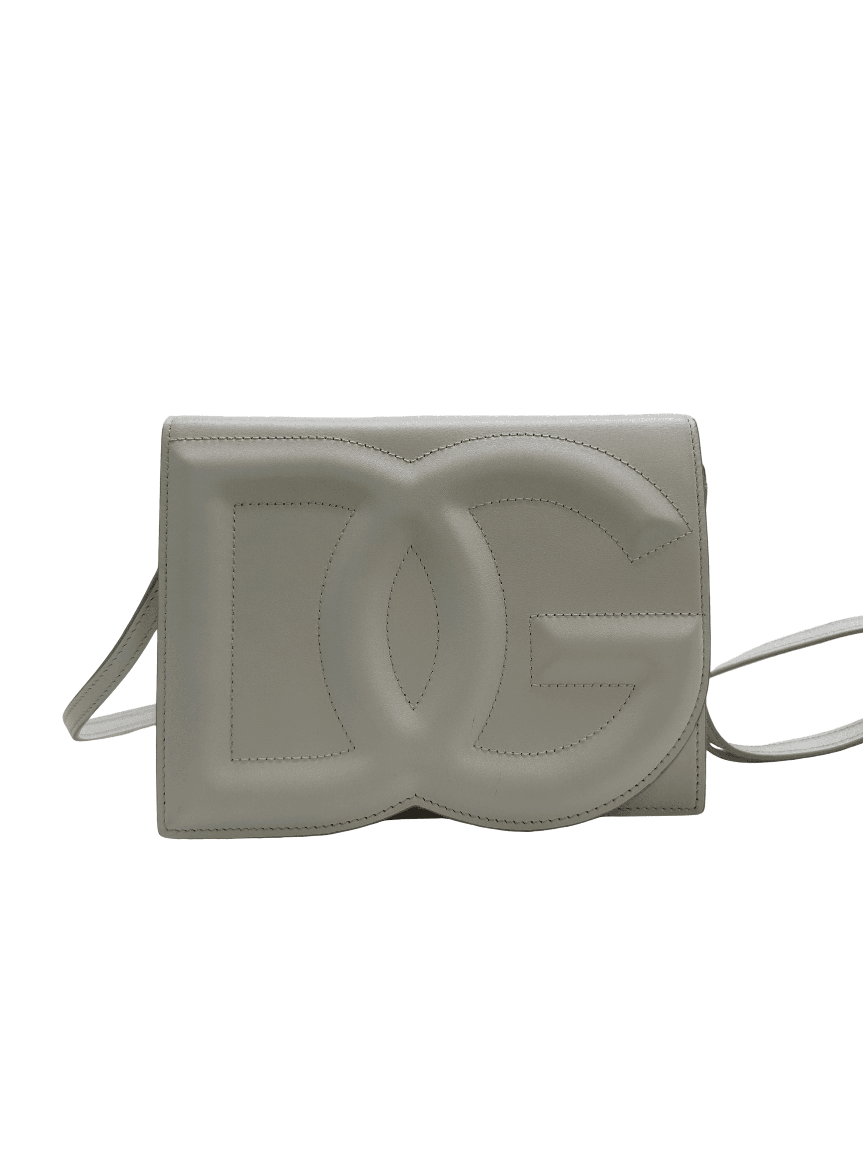 Dolce & Gabbana DG Logo Flap Crossbody Bag in White Calfskin