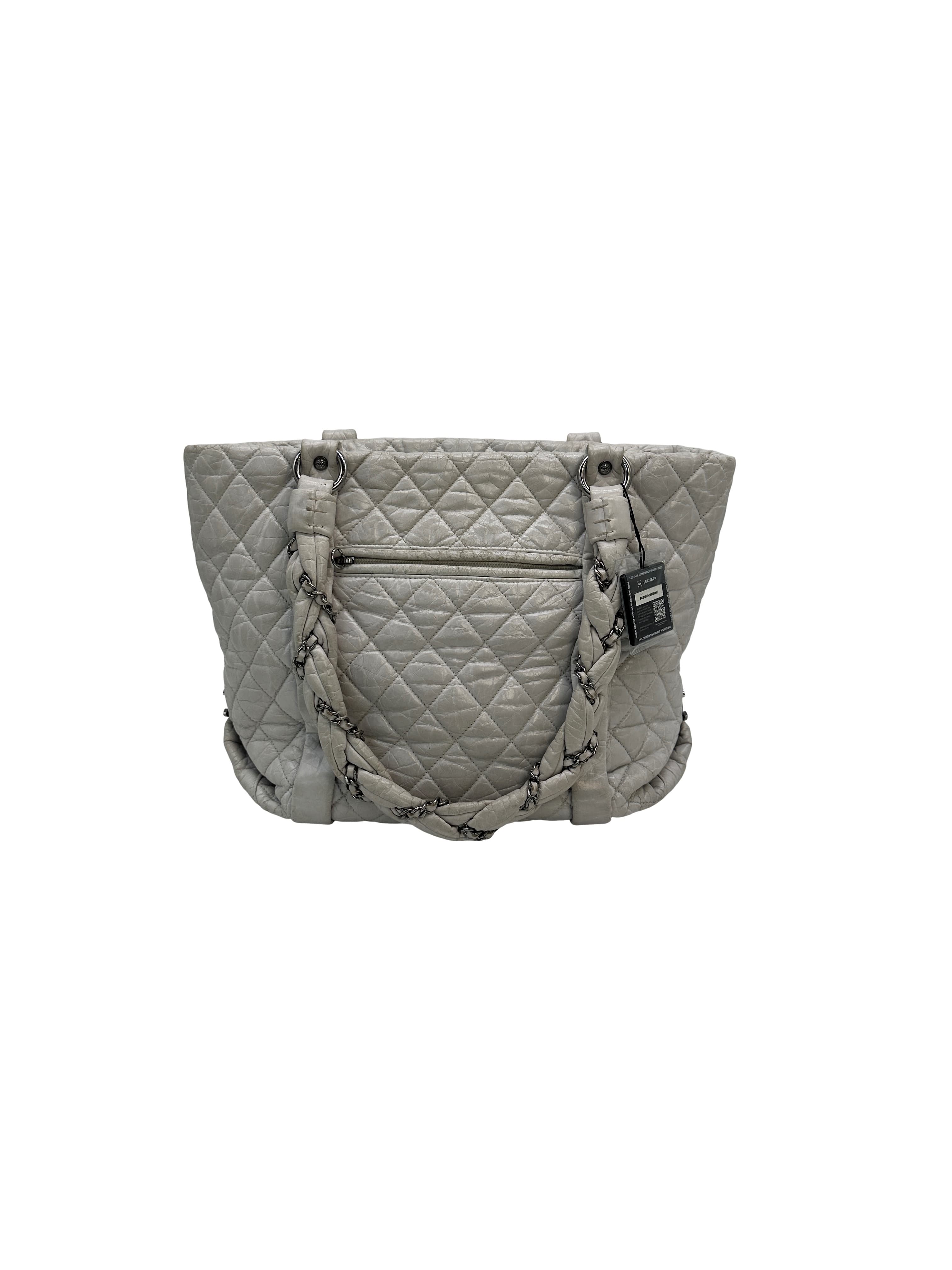 Chanel Grey Quilted Leather