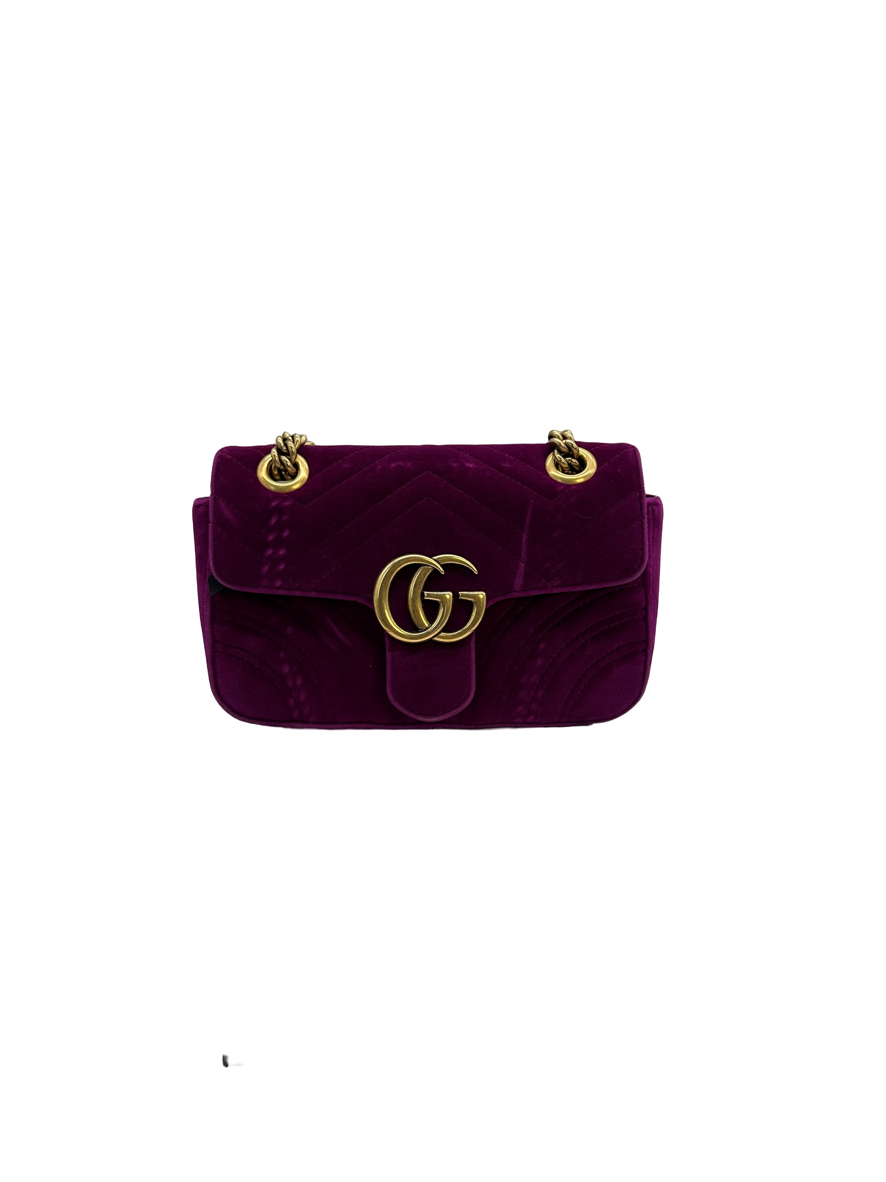 Gucci Velvet Matelasse Small GG Marmont Shoulder Bag