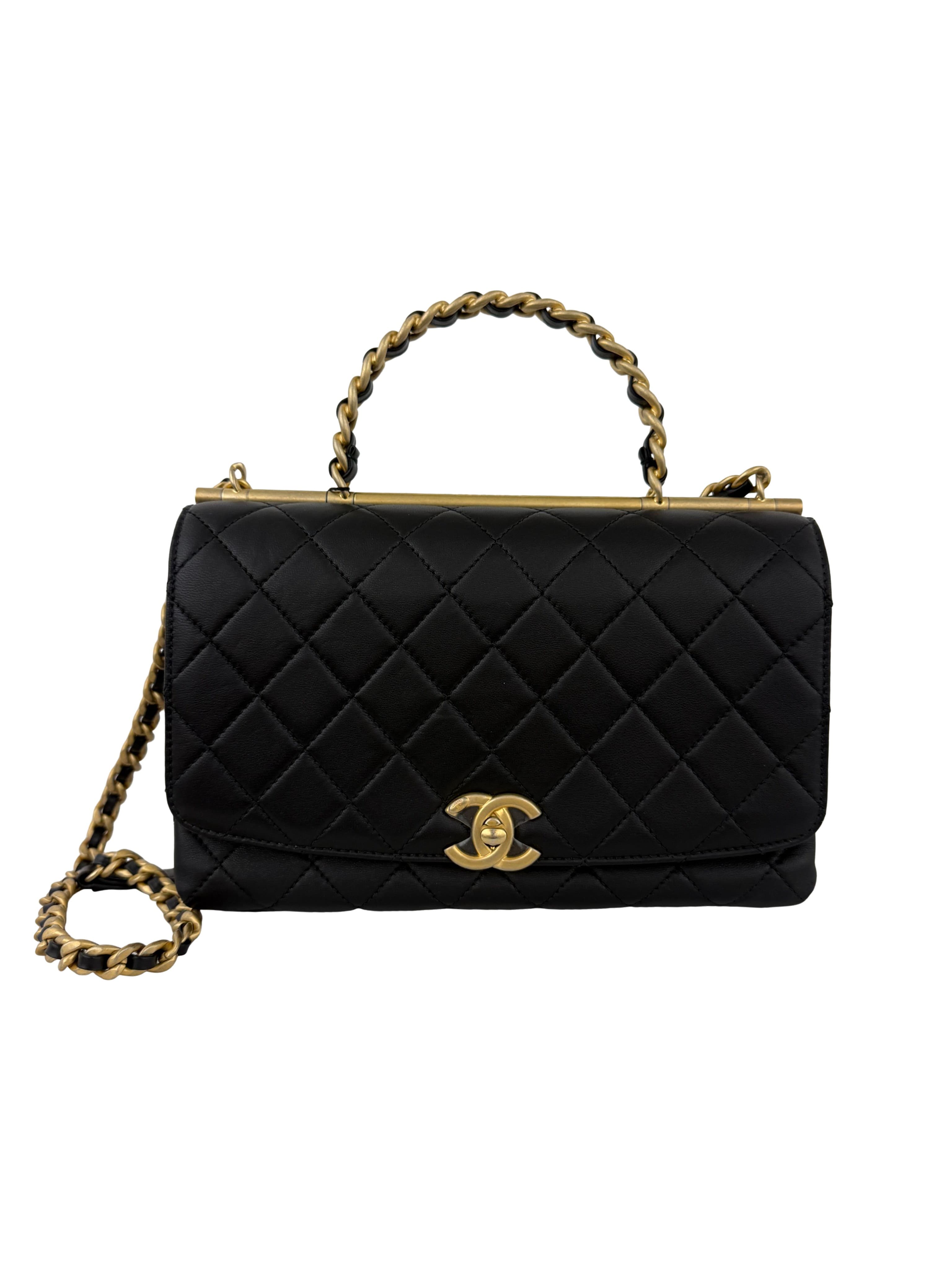 Chanel La Parisienne Chain Top Handle Flap Bag