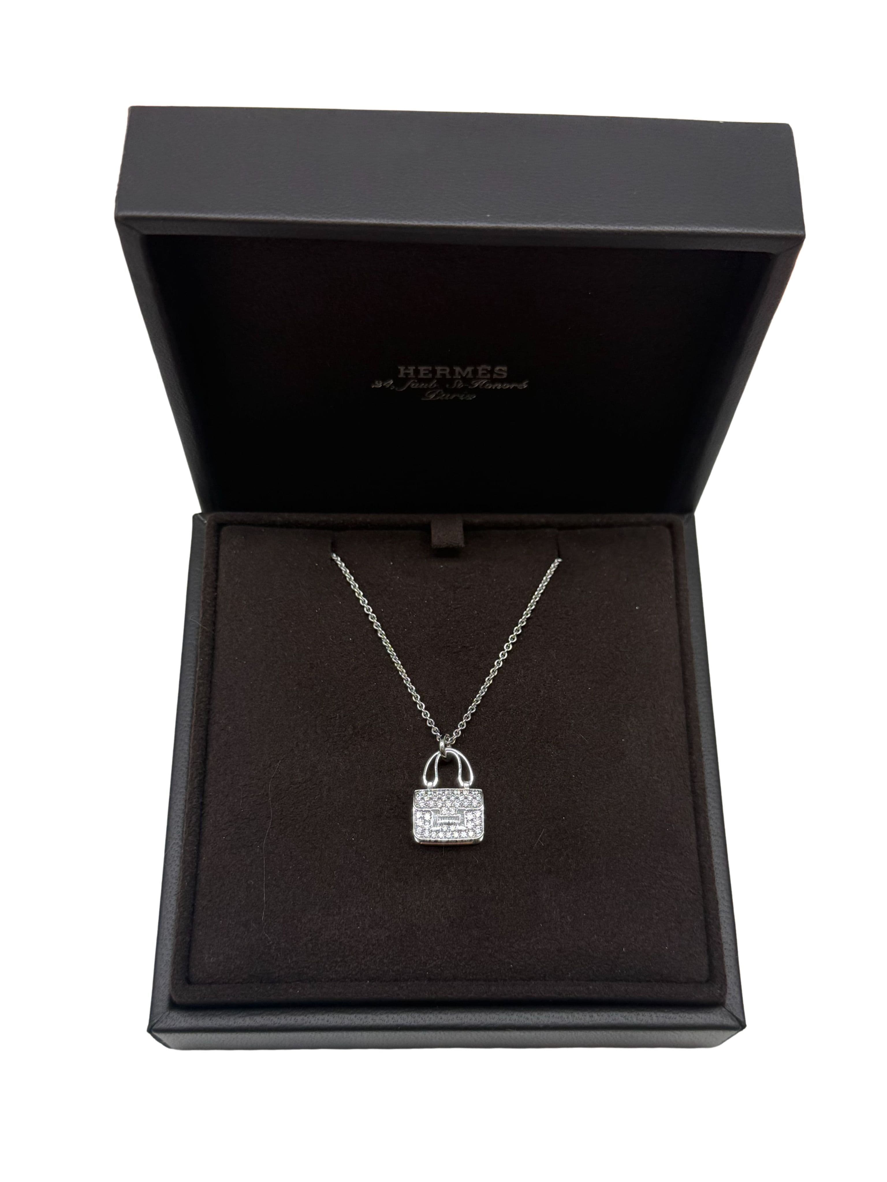 Hermes 18k White Gold and Diamond Constance Amulette Pendant