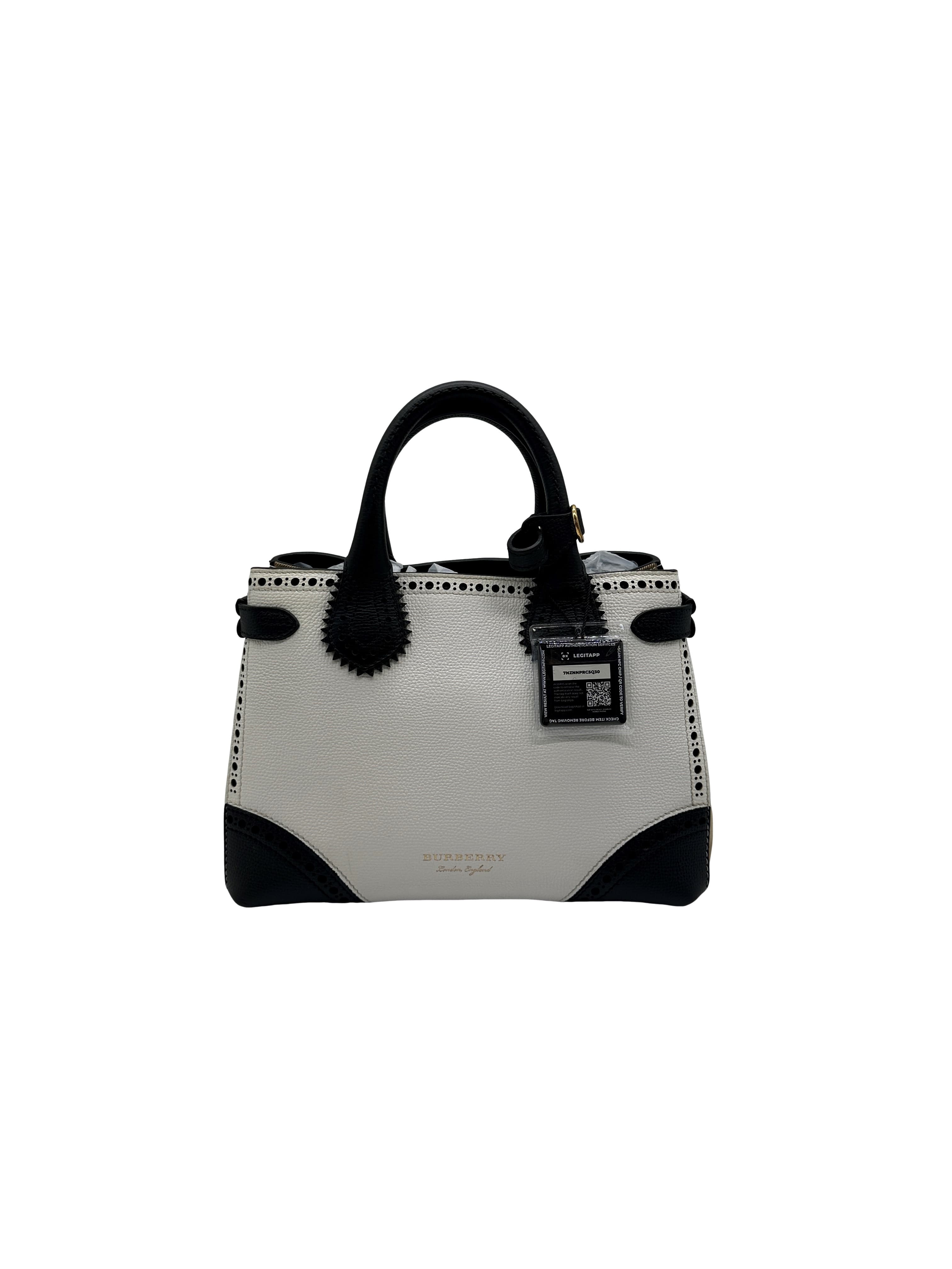 Burberry Banner Leather Handle Bag - White Totes, Handbags