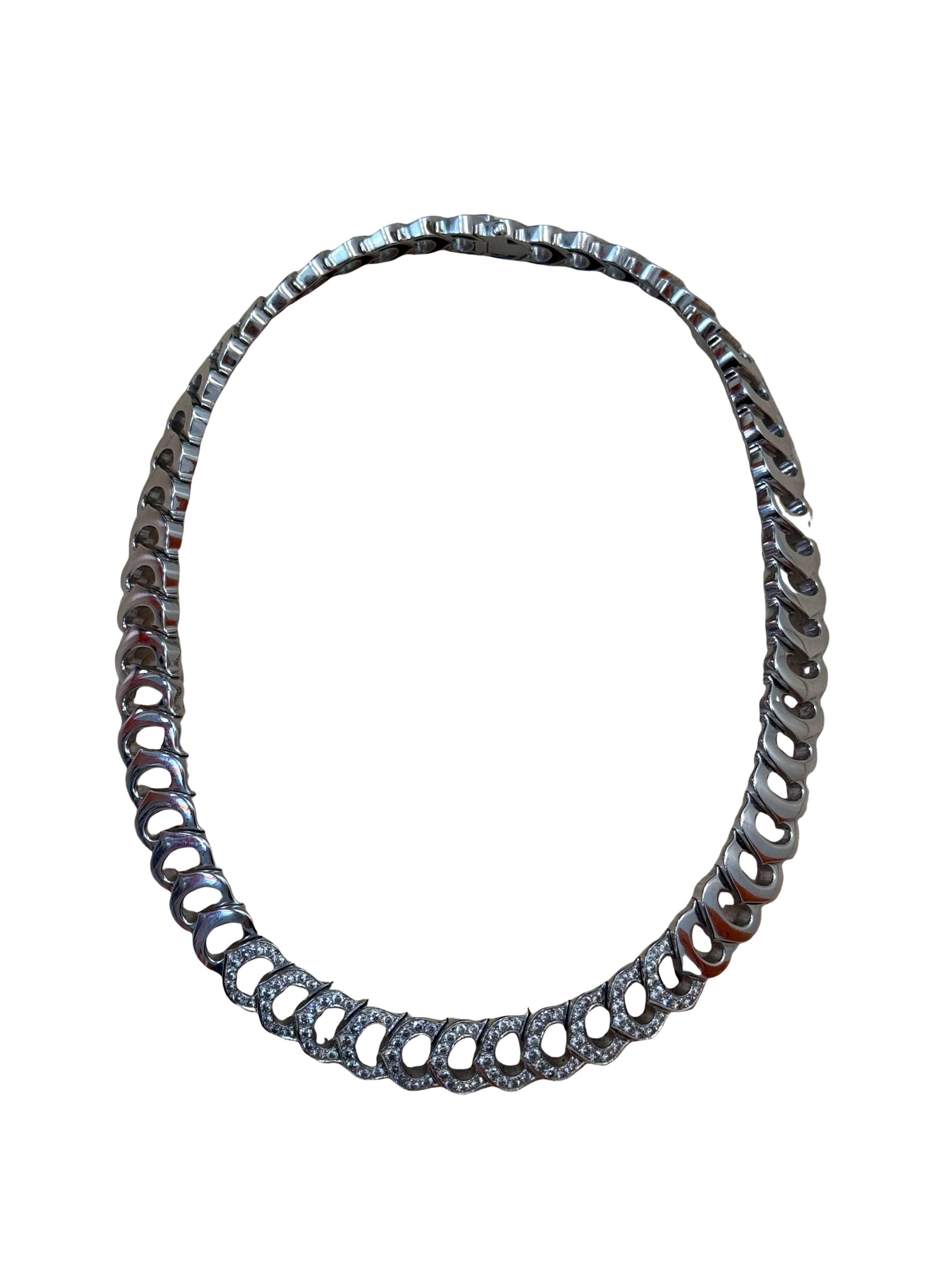 Cartier C De Cartier Diamond White Gold Link Necklace