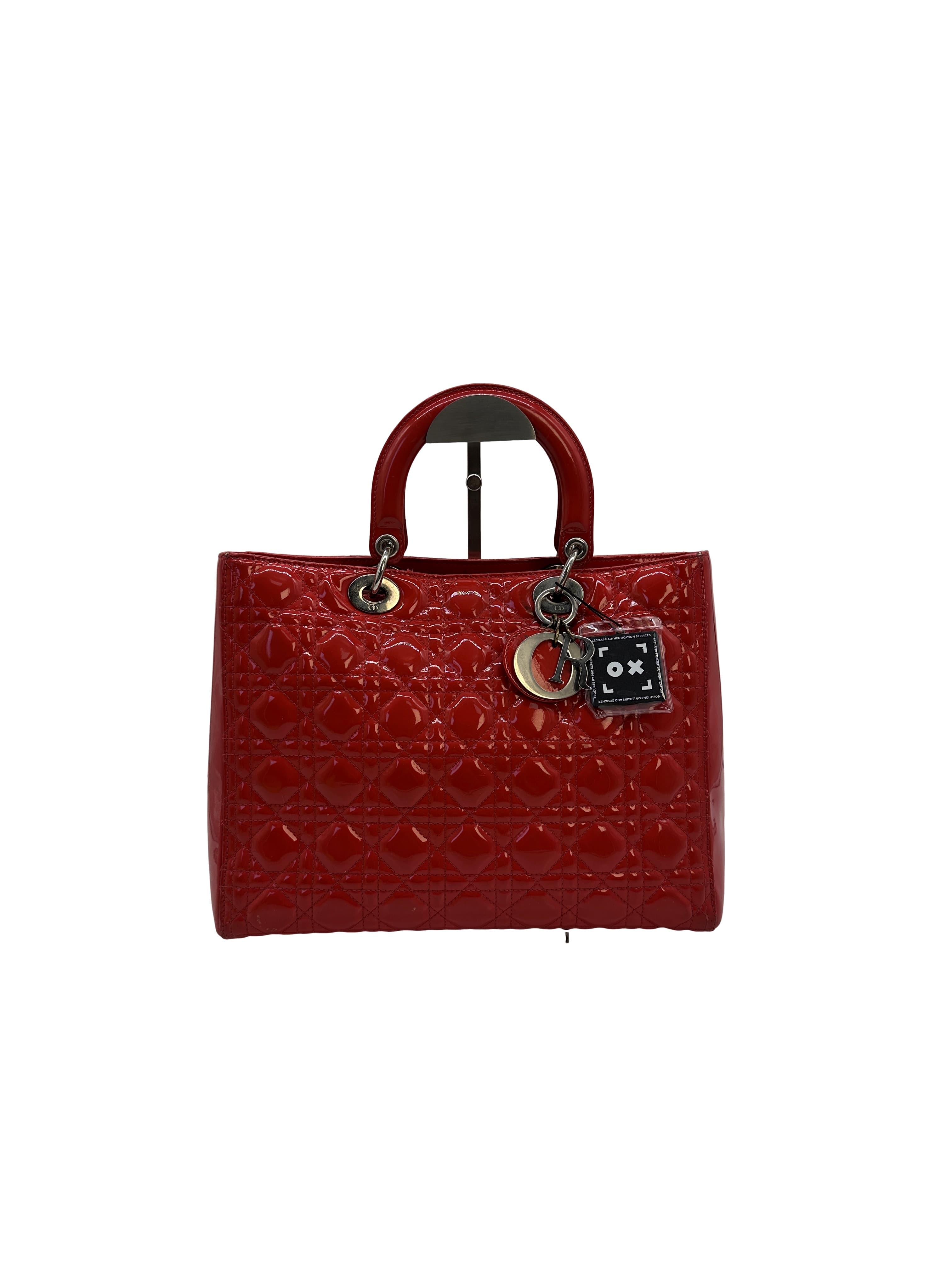 Christian Dior Patent Cannage Large Lady Dior Red