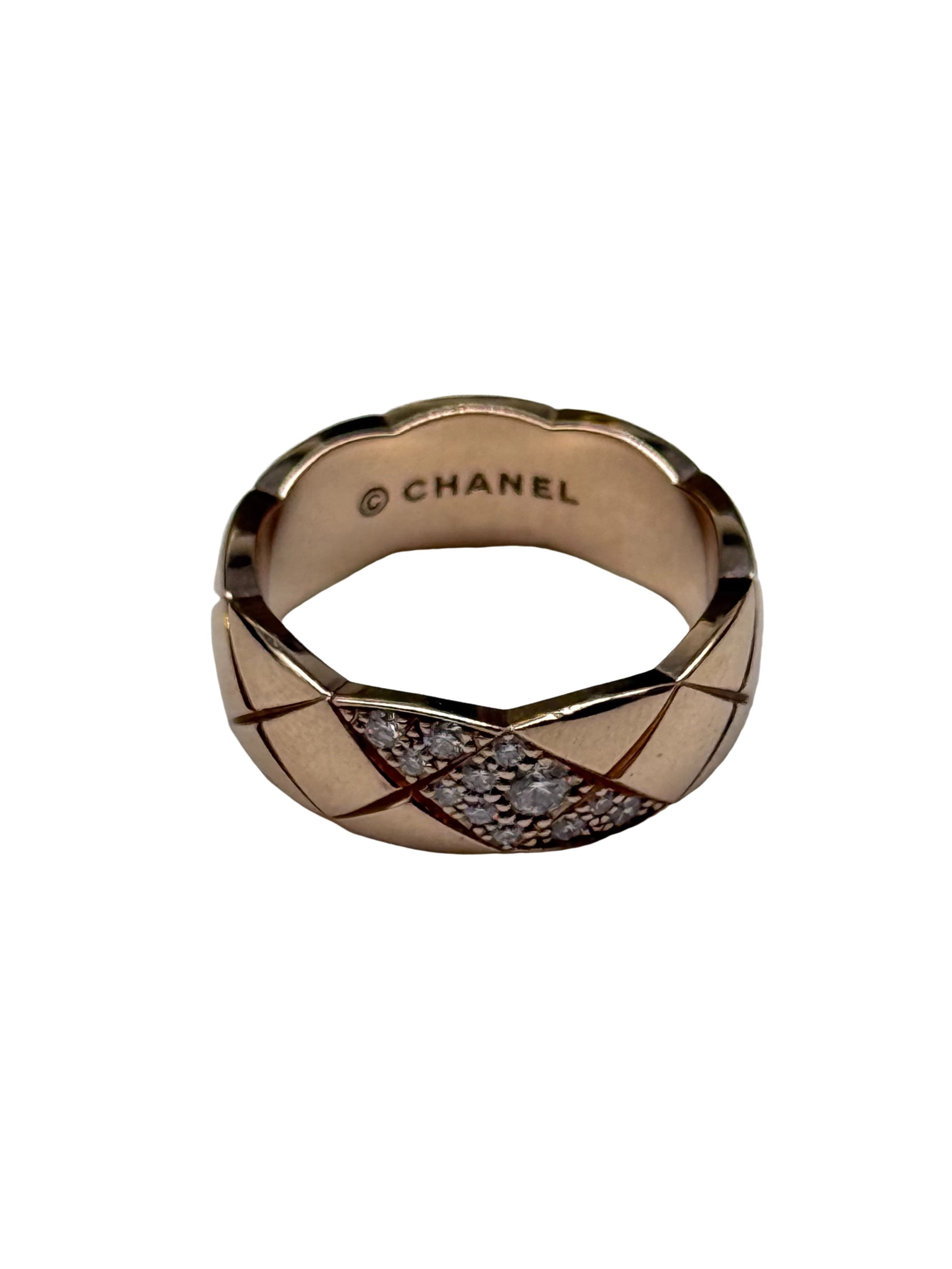 Chanel 18K Diamond Coco Crush Band Ring