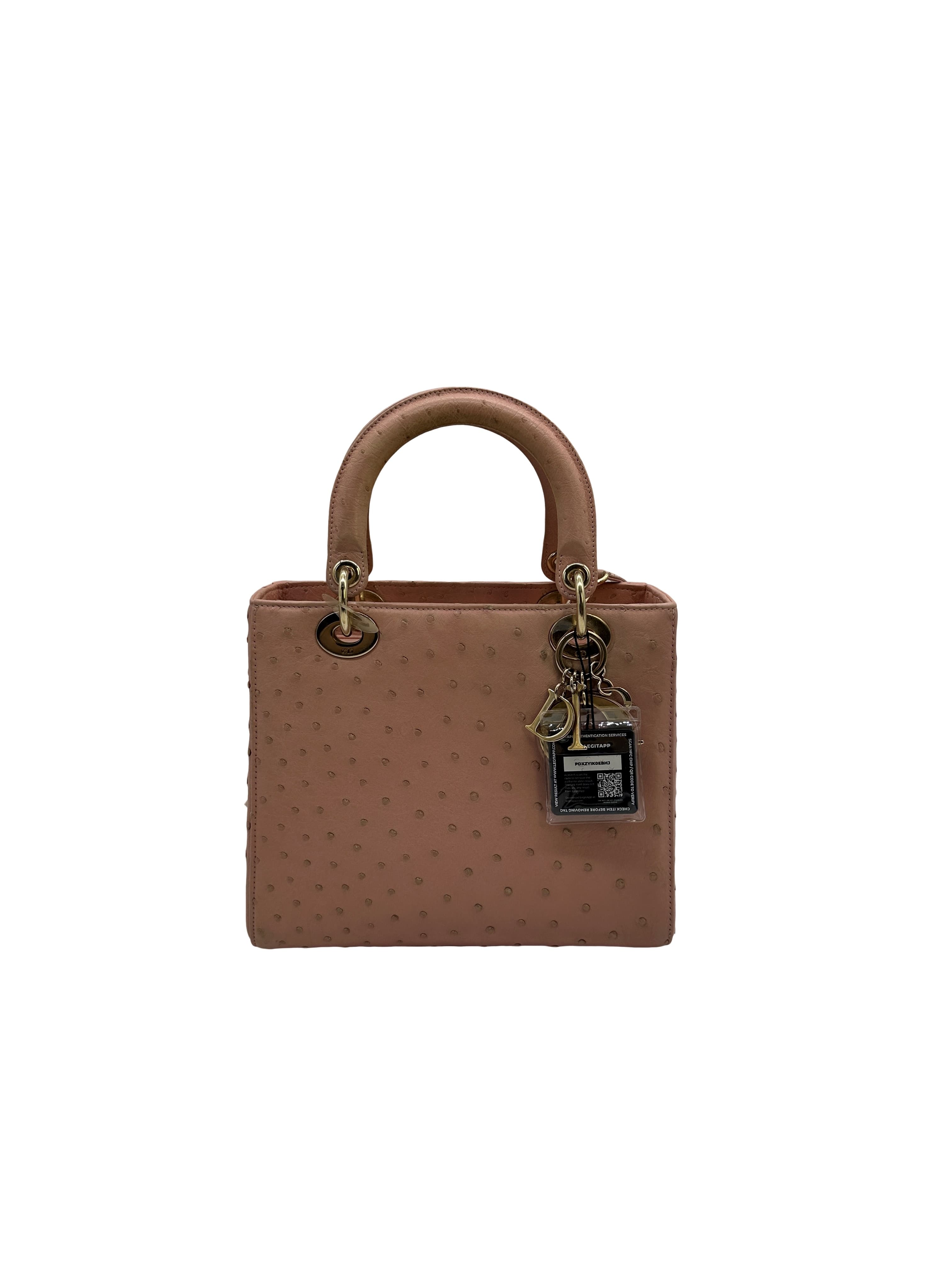 Christian Dior Ostrich Mini Lady Dior Light Pink