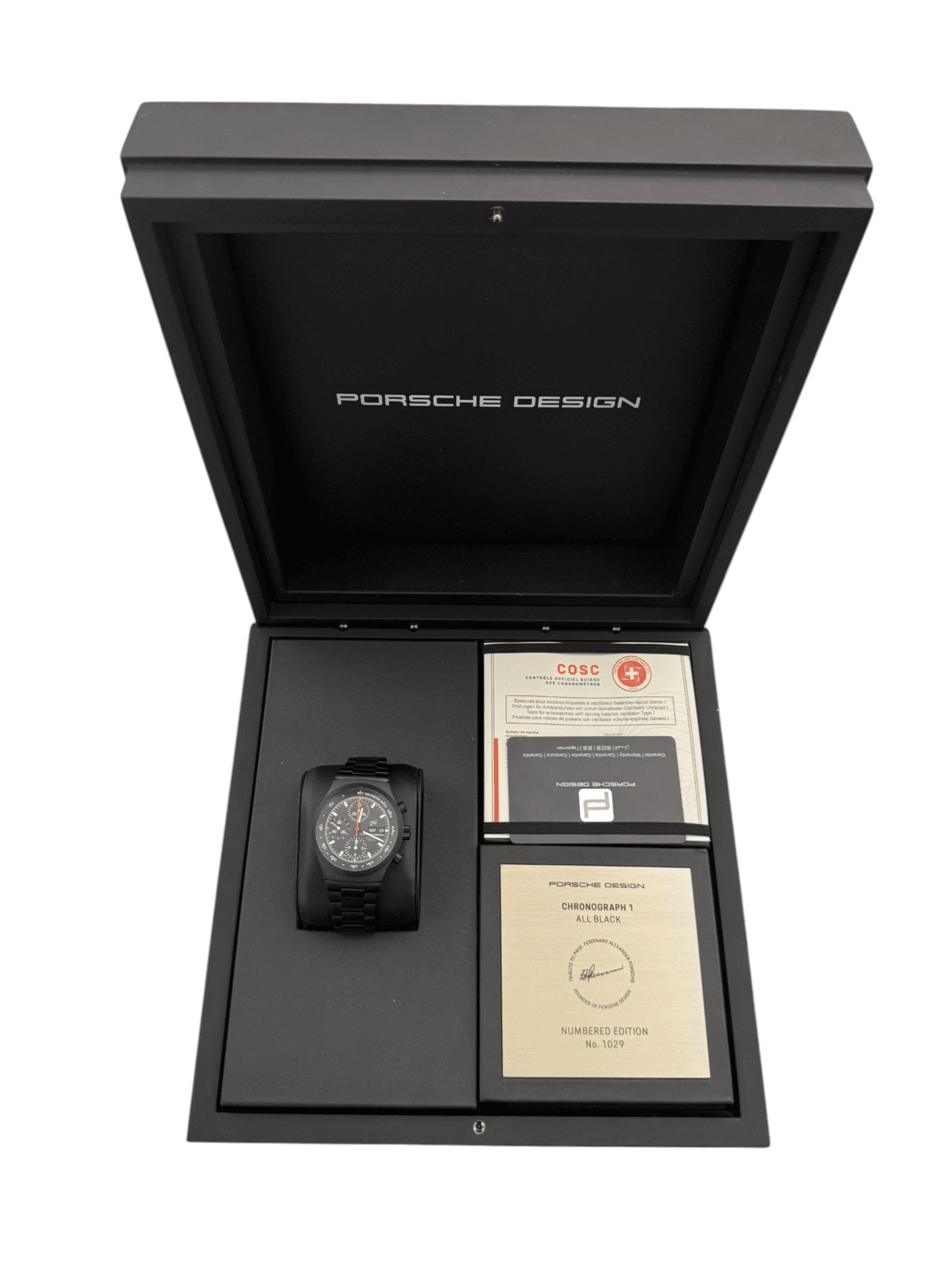 Porsche Design Chronograph 1 All Black Numbered Edition w/ Full Set