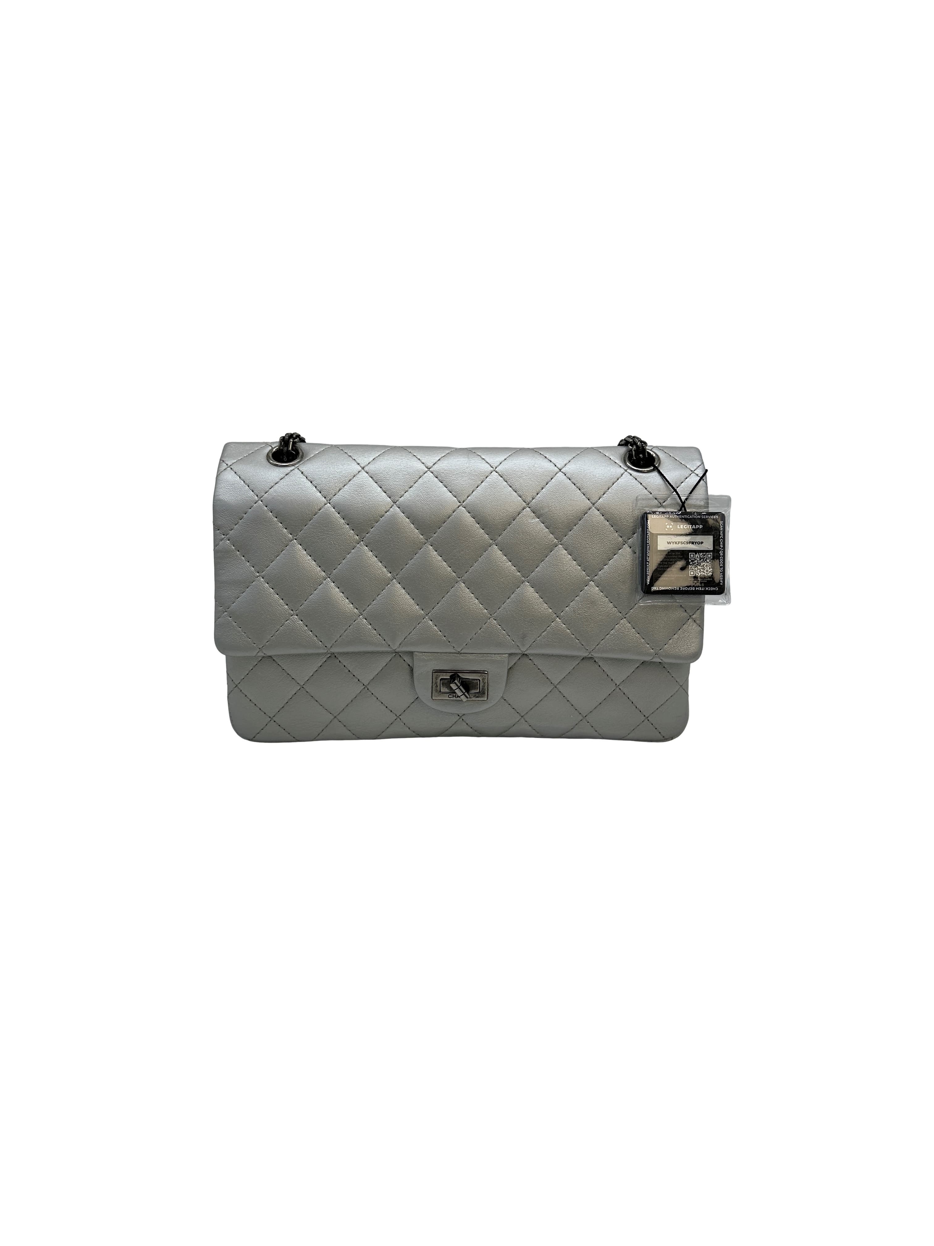 Chanel Silver Metallic Leather