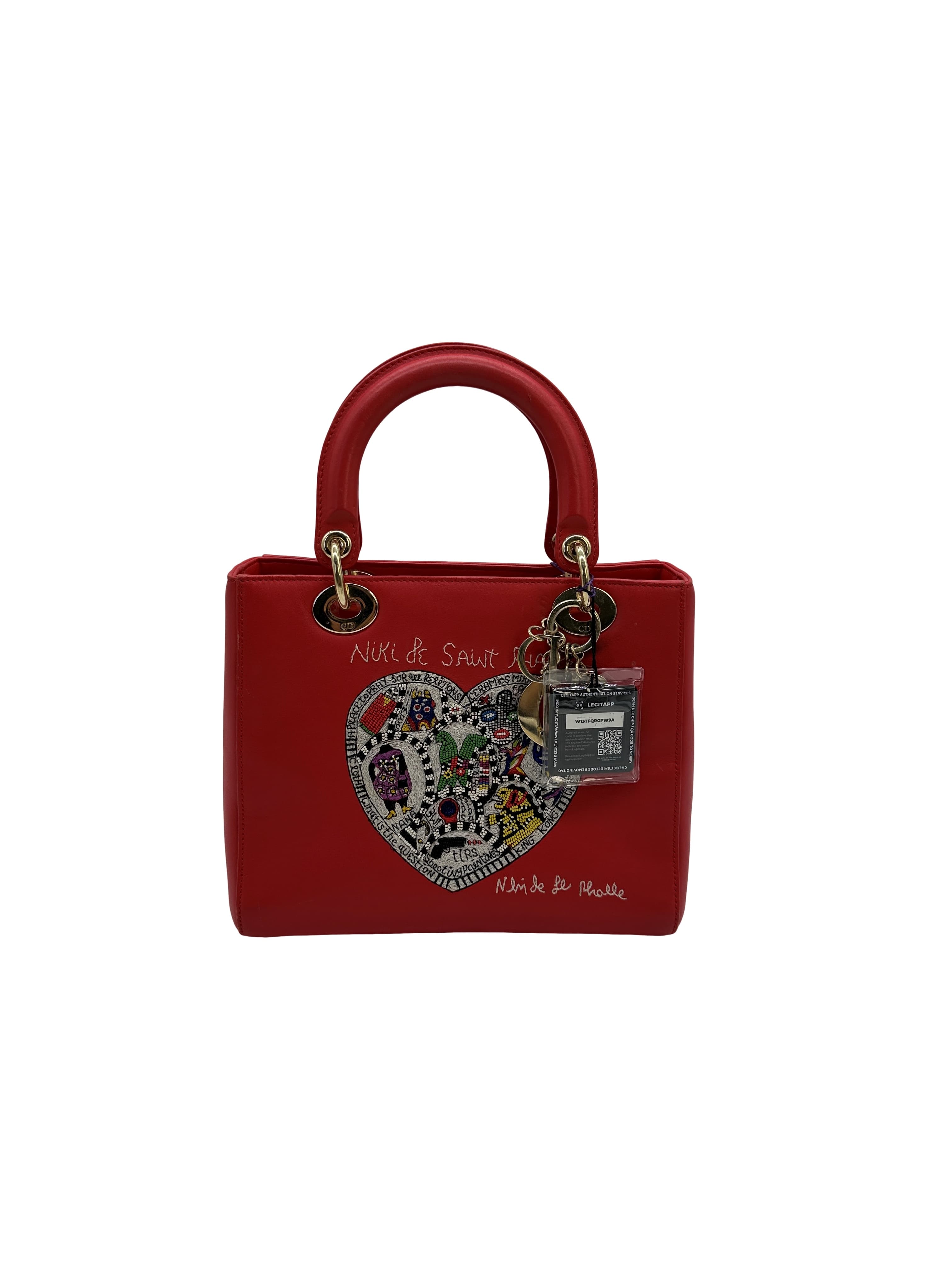 Christian Dior Cannage Lady Dior Medium - Red Handle Bag
