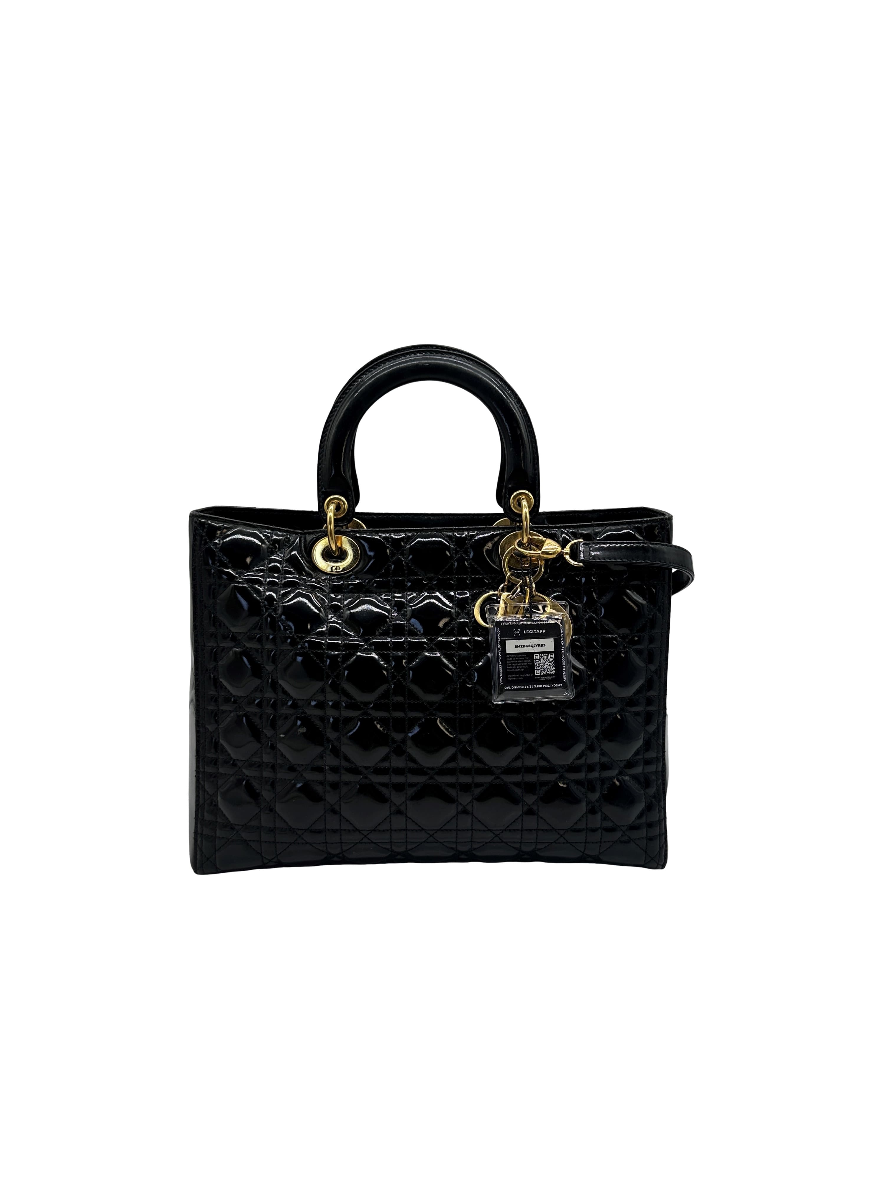 Christian Dior Patent Cannage Large Lady Dior Black