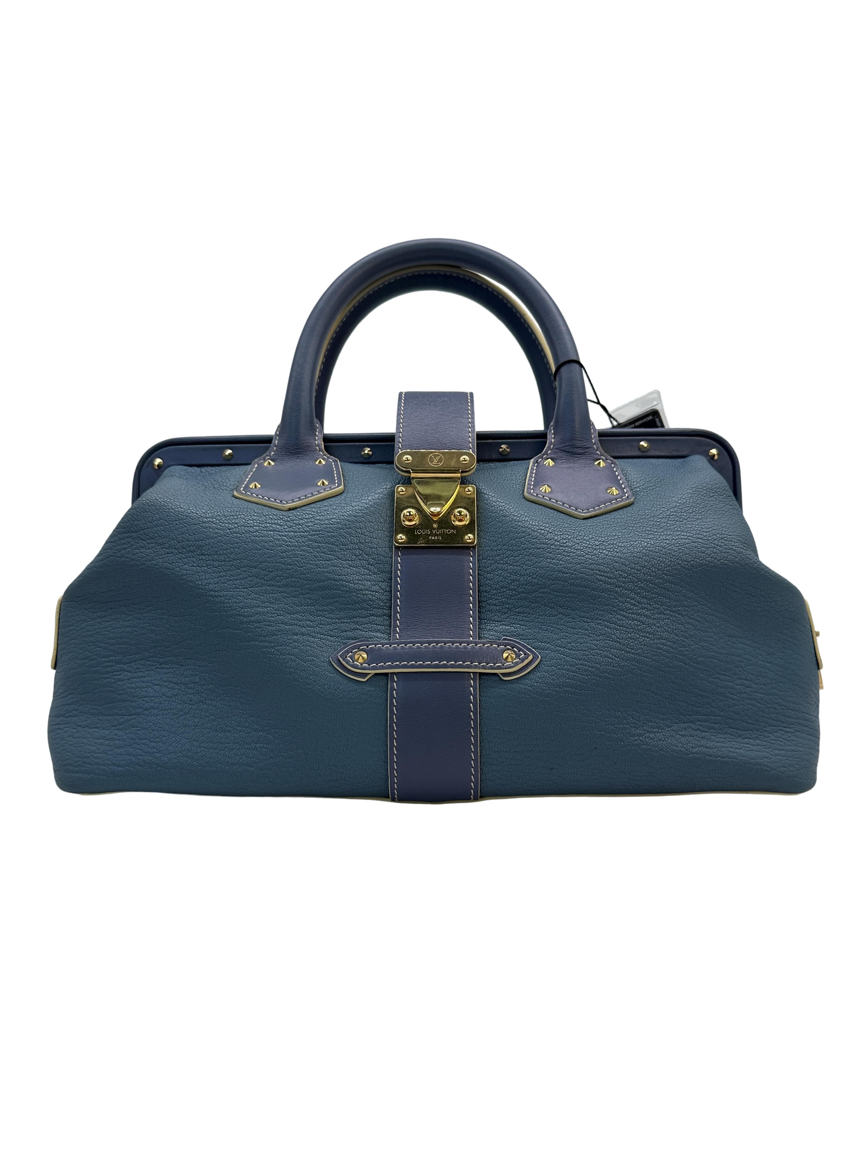 Louis Vuitton Suhali L'Aimable PM Handbag in Blue Goatskin Leather