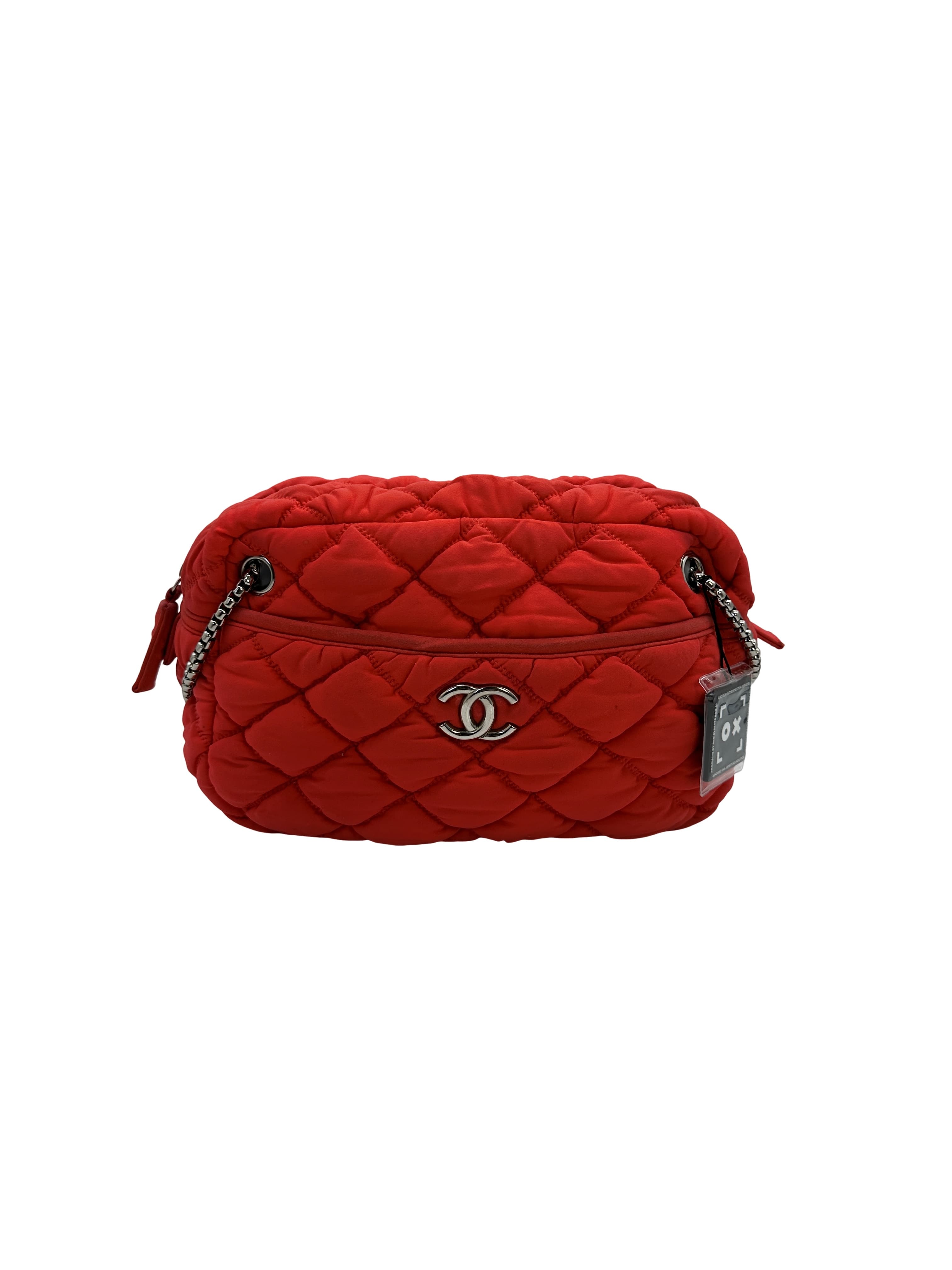 Chanel Nylon Bubble Striped Quilt Accordion Flap Bag