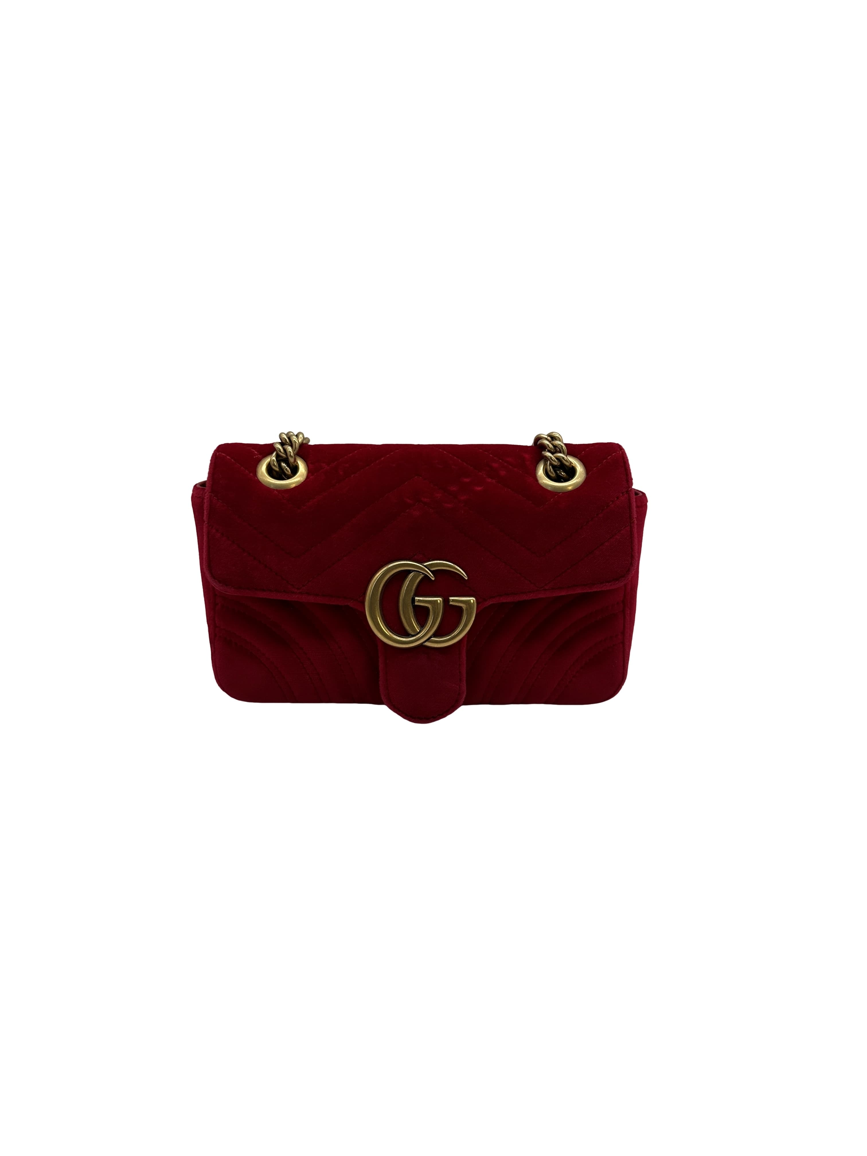 Gucci Velvet Matelasse Mini GG Marmont Shoulder Bag