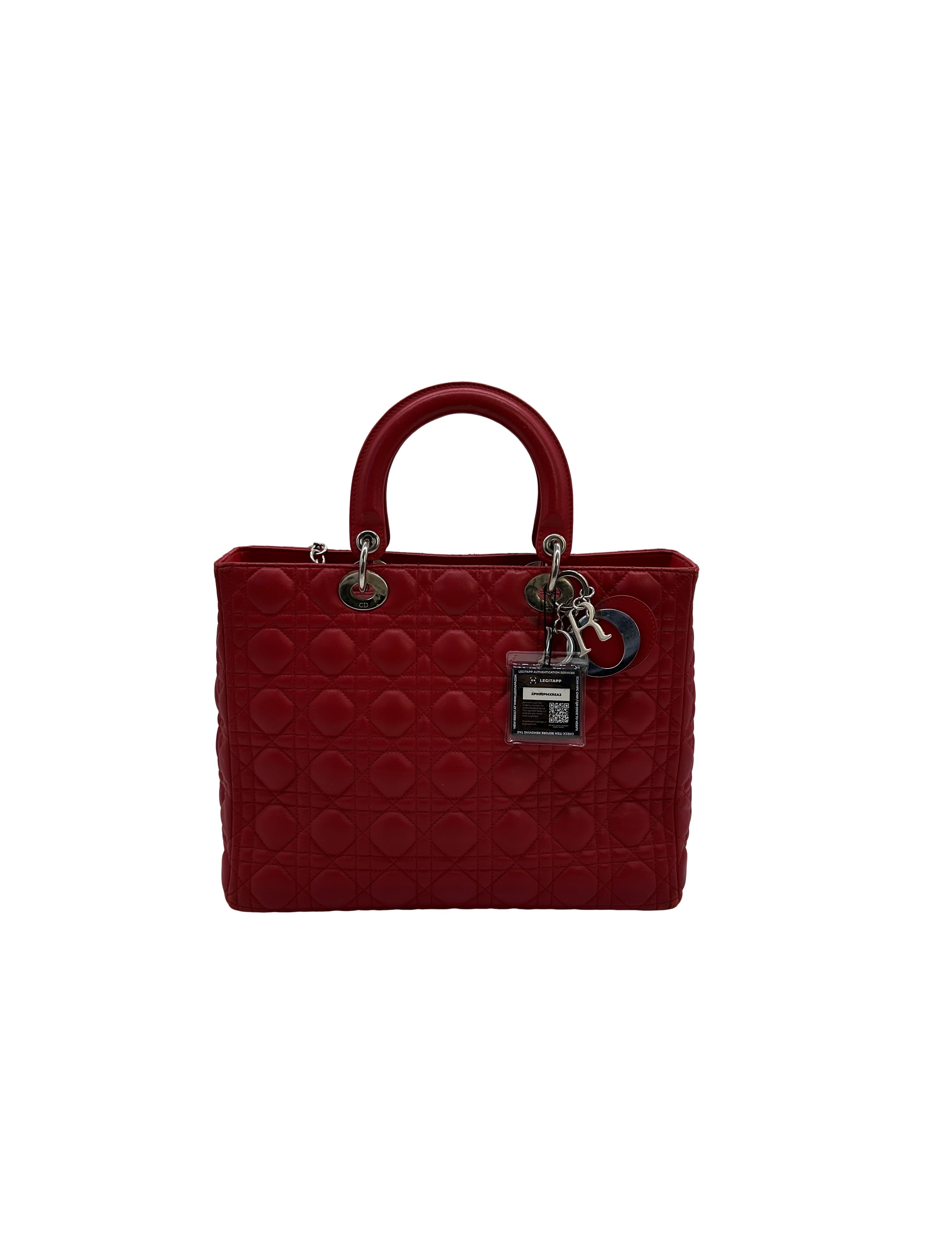 Christian Dior Cannage Lady Dior Large - Red Handle Bags
