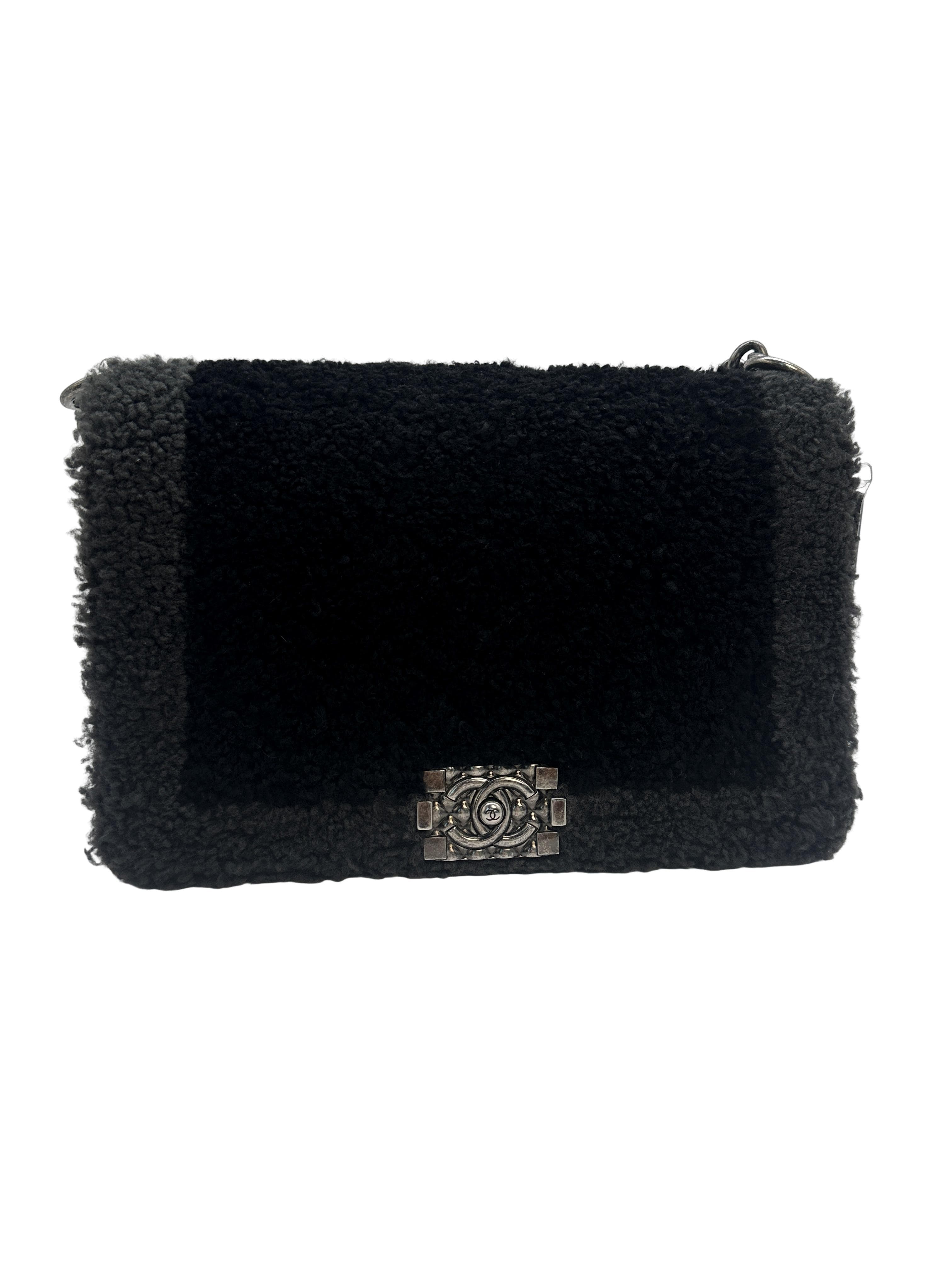 Chanel Boy Two-tone Wool Sherpa Flap shoulder bag