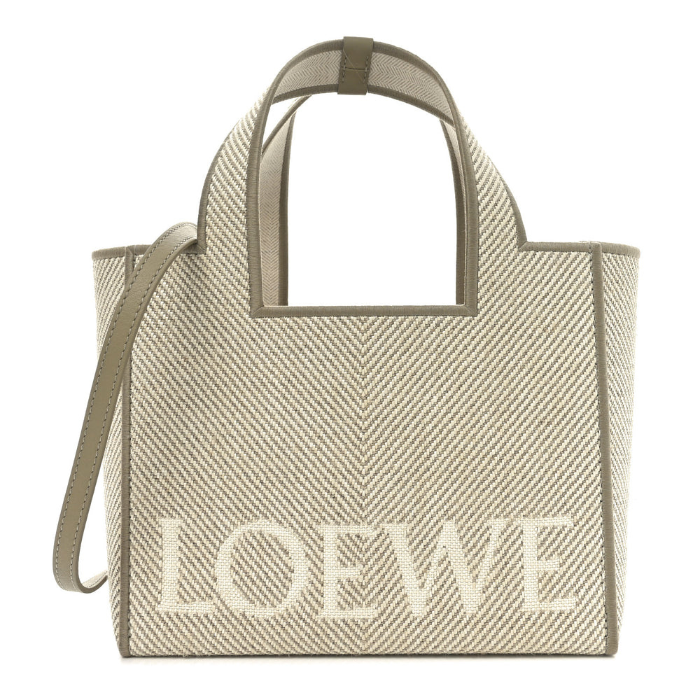 Jacquard Canvas Small Font Tote Ecru
