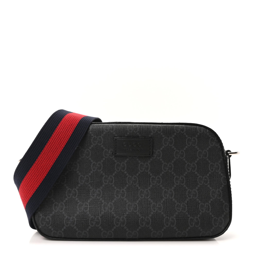 GG Supreme Monogram Web Shoulder Bag Black Grey