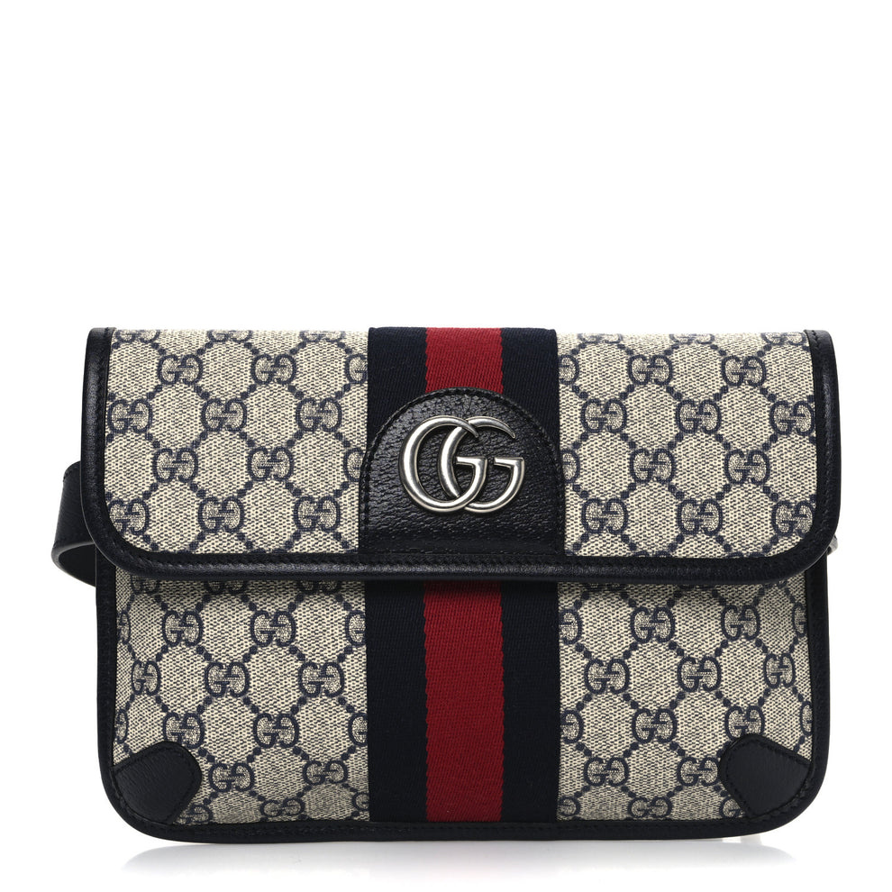 GG Supreme Monogram Web Small Ophidia Belt Bag 80 32 Beige Navy