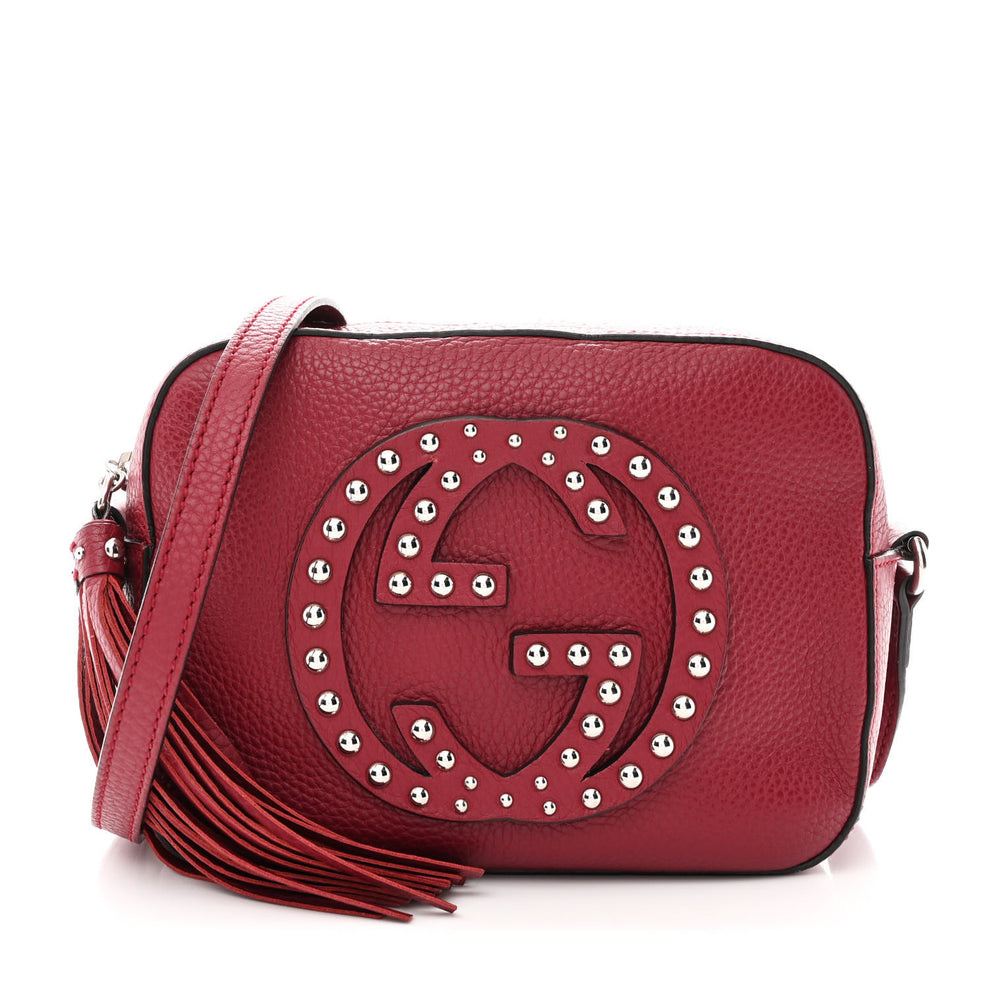 Pebbled Calfskin Studded Small Soho Disco Bag Soft Burgundy
