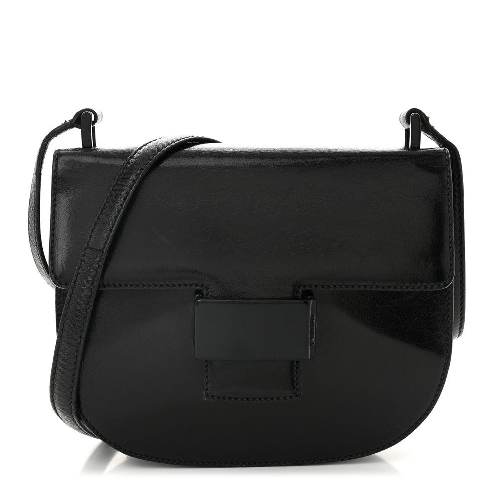 Spazzolato Fliplock Flap Shoulder Bag Black