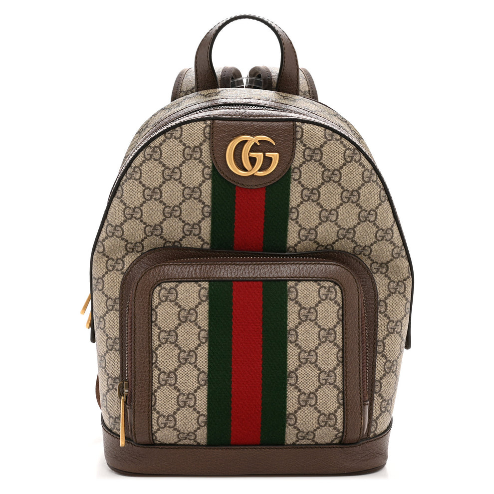 GG Supreme Monogram Calfskin Web Small Ophidia Day Backpack Beige Ebony New Acero
