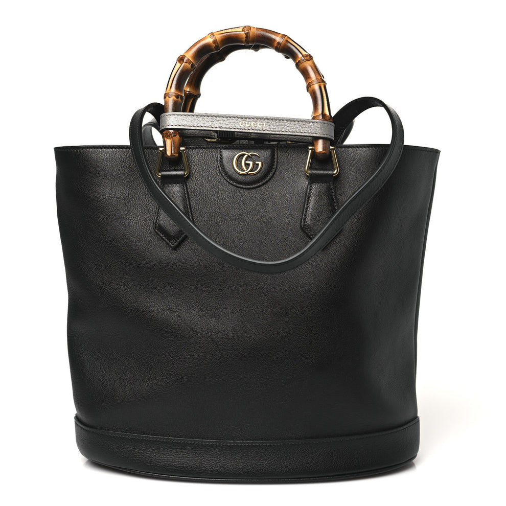 Calfskin Small Diana Round Tote Bag Black Grey