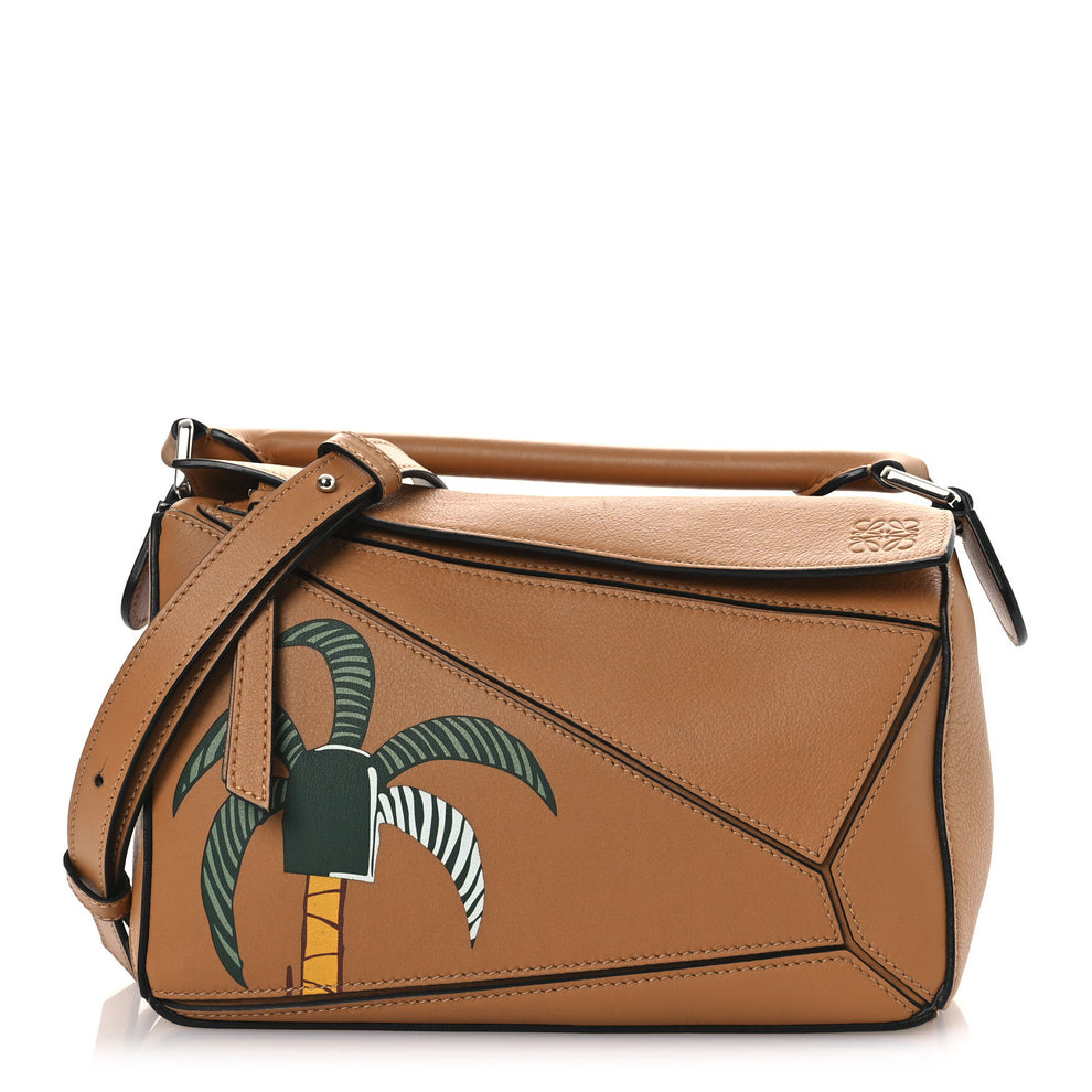 X KEN PRICE Calfskin Small La Palme Puzzle Bag Amber