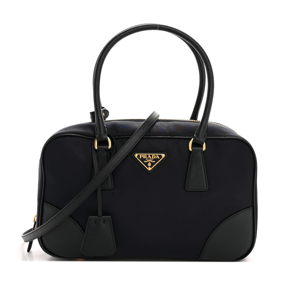 Re-Nylon Saffiano Medium Re-Edition 1978 Two Handle Bag Bleu