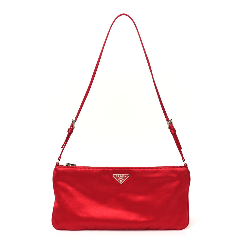 Satin Pochette Bag Red