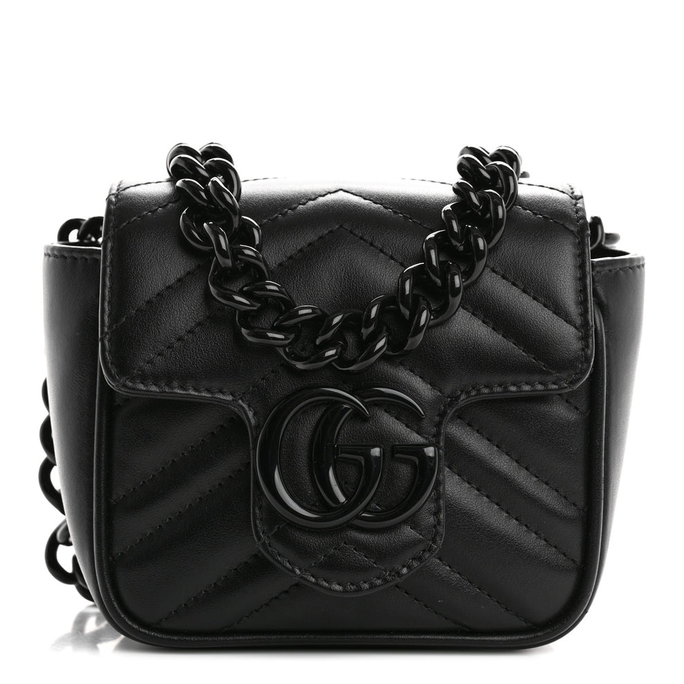 Calfskin Matelasse Monochrome GG Marmont Chain Belt Bag Black