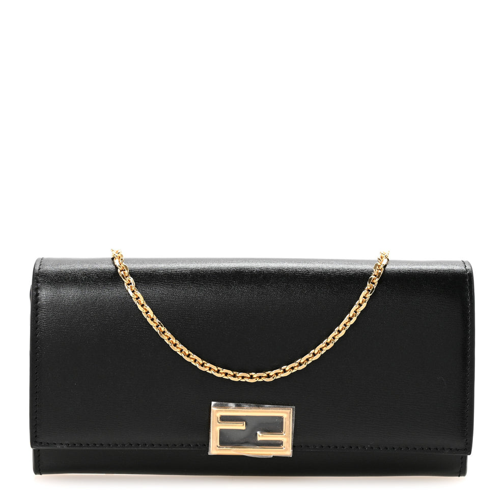 Vitello Palmellato Continental Wallet on Chain Black