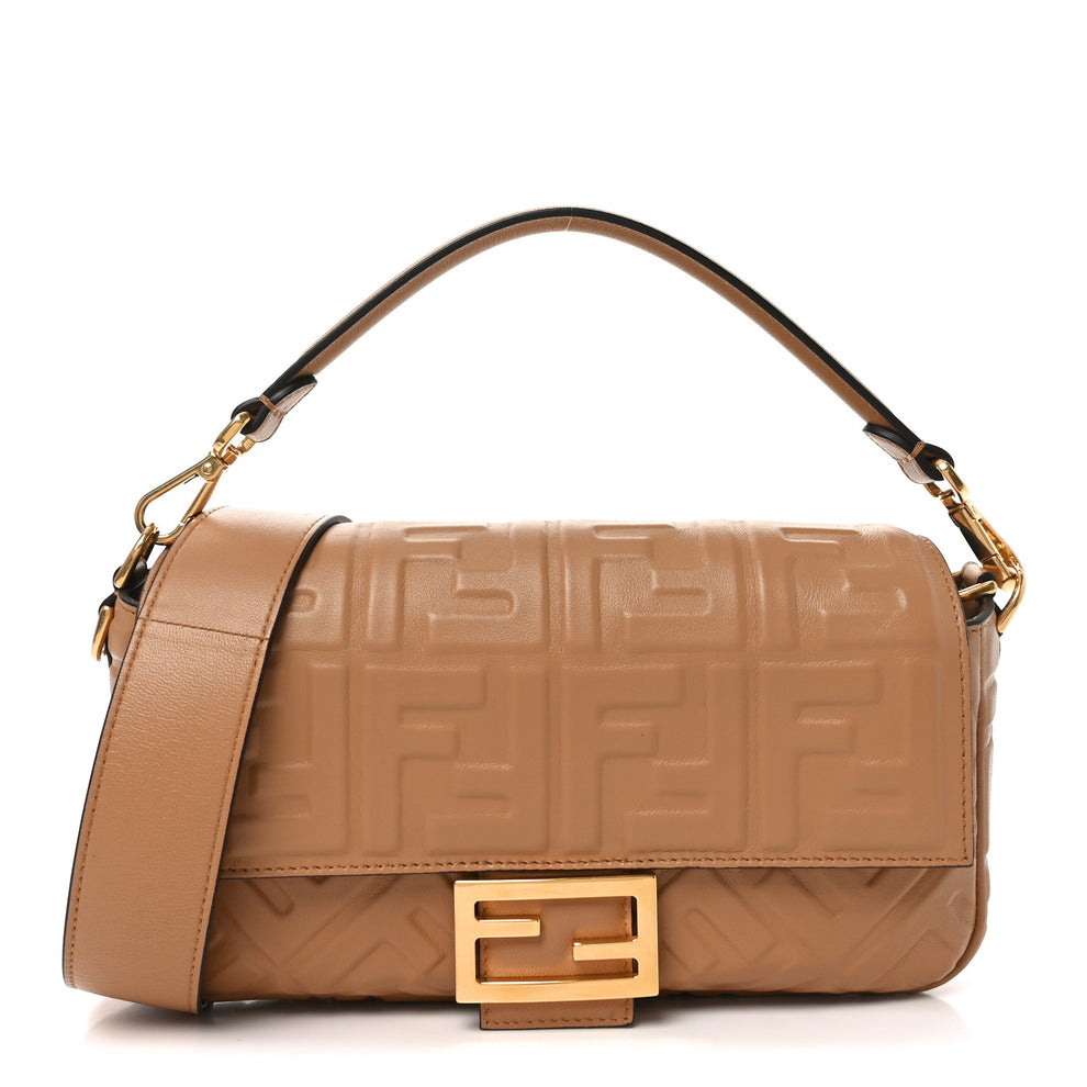 Nappa FF 1974 Embossed Baguette Miele Scuro