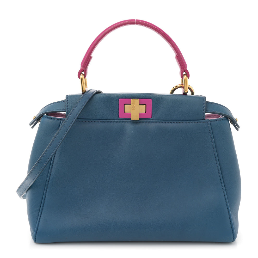 Nappa Colorblock Mini Peekaboo Iconic Satchel Iris Magenta Bubblegum
