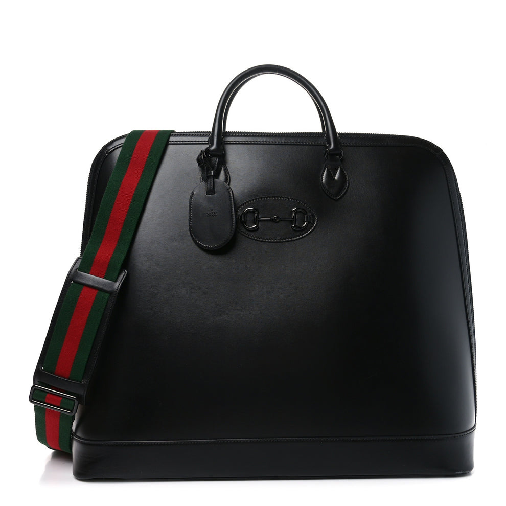 Boarded Plutone Calfskin Large Horsebit 1955 Duffle Bag Black