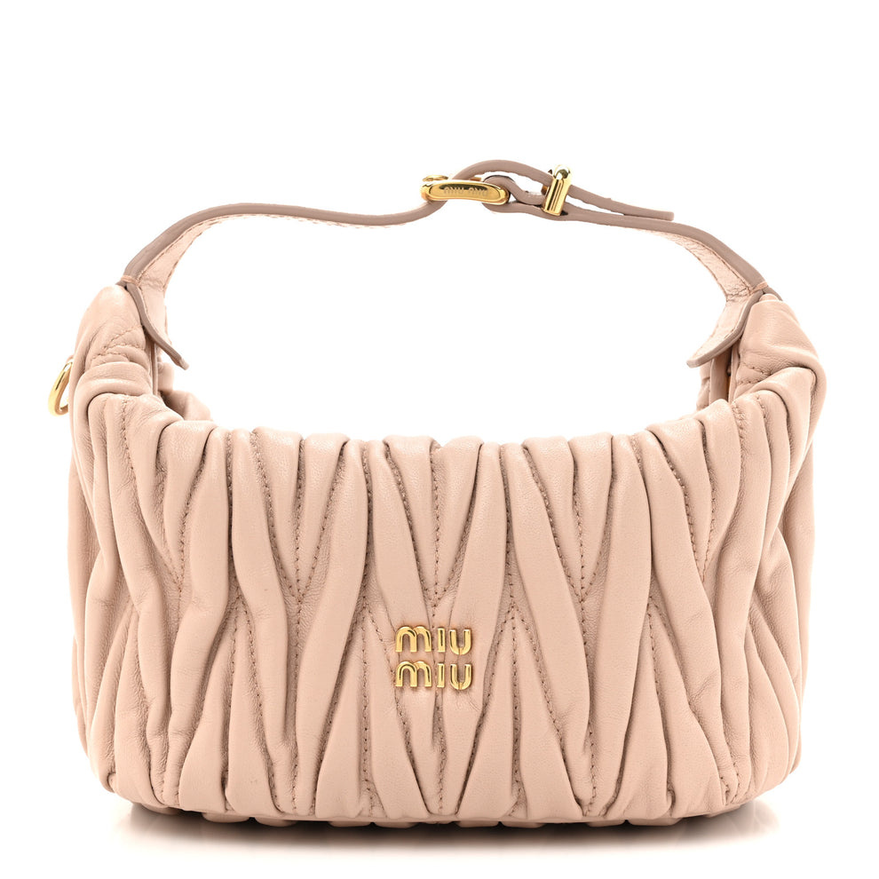 Nappa Matelasse Pouch Powder Pink