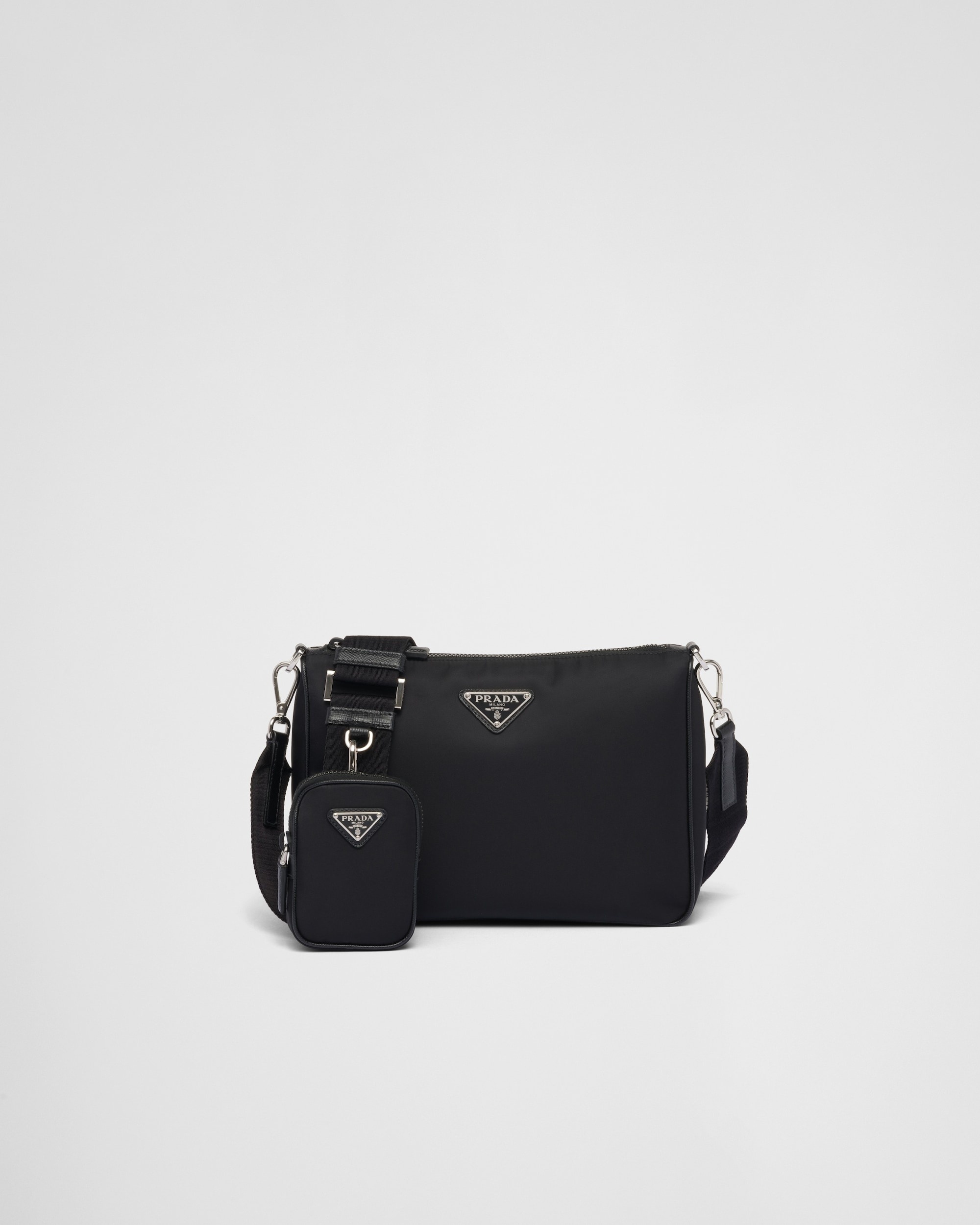 Re-Nylon and Saffiano leather shoulder bag