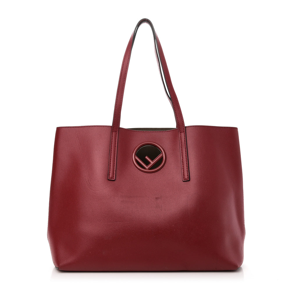 Vitello Vienna Enamel F is Fendi Shopping Tote Fiamma Taupe