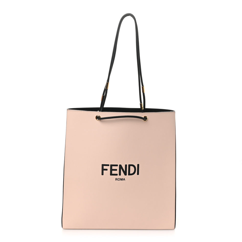 Vitello Fluffy Logo Medium Pack Shopper Tote Rosa Quarzo Black