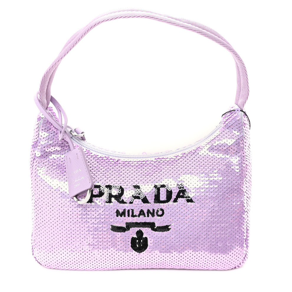 Paillettes Sequin Mini Re-Edition 2000 Bag Lilium Black