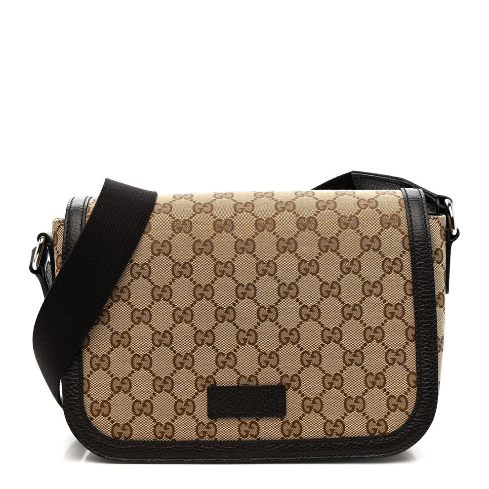 Monogram Flap Messenger Bag Beige Dark Brown