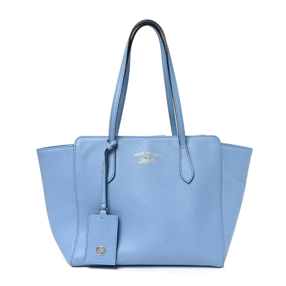 Dollar Calfskin Small Swing Tote Mineral Blue