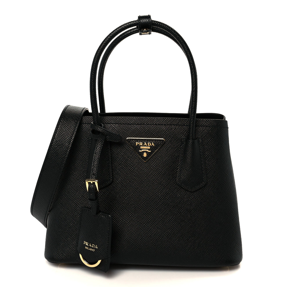 Saffiano Cuir Mini Double Bag Black