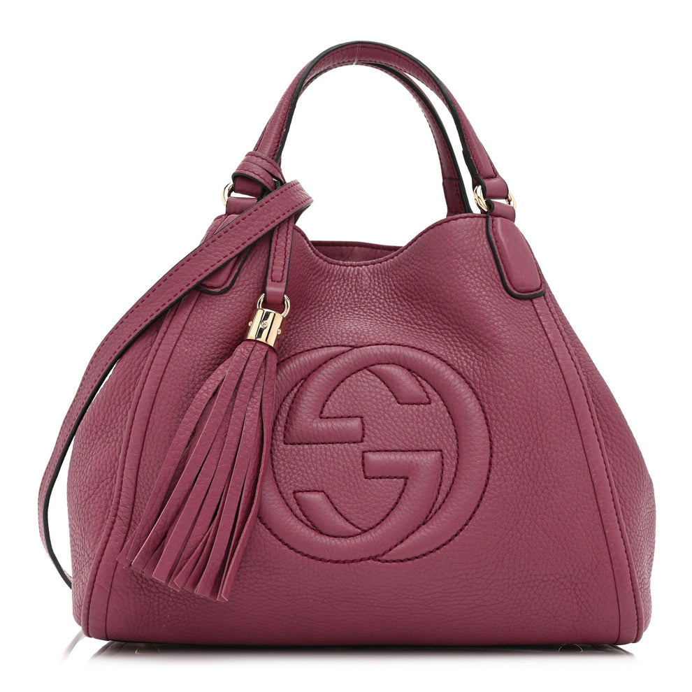 Pebbled Calfskin Small Soho Shoulder Bag Peonia Flower