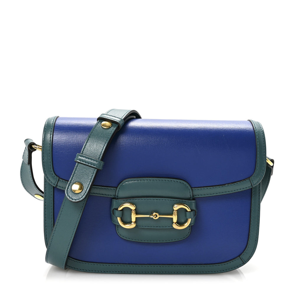 Azalea Calfskin Horsebit 1955 Shoulder Bag Imperial Blue Pavone